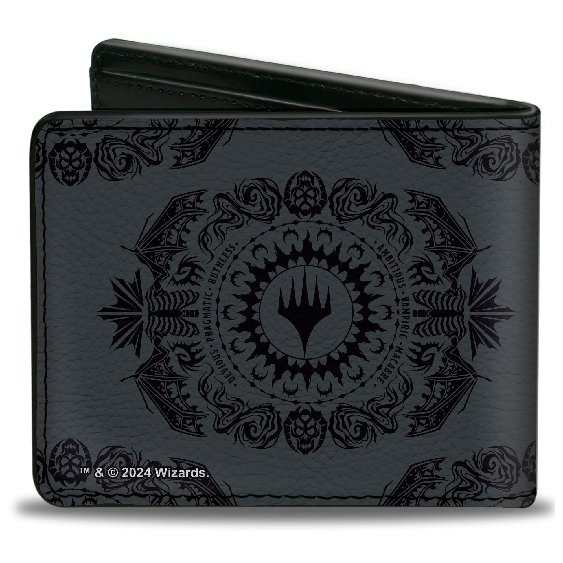 Bi-Fold Wallet - Magic the Gathering Planeswalker Swamp Mana Traits Gray/Black Bi-Fold Wallets Magic the Gathering