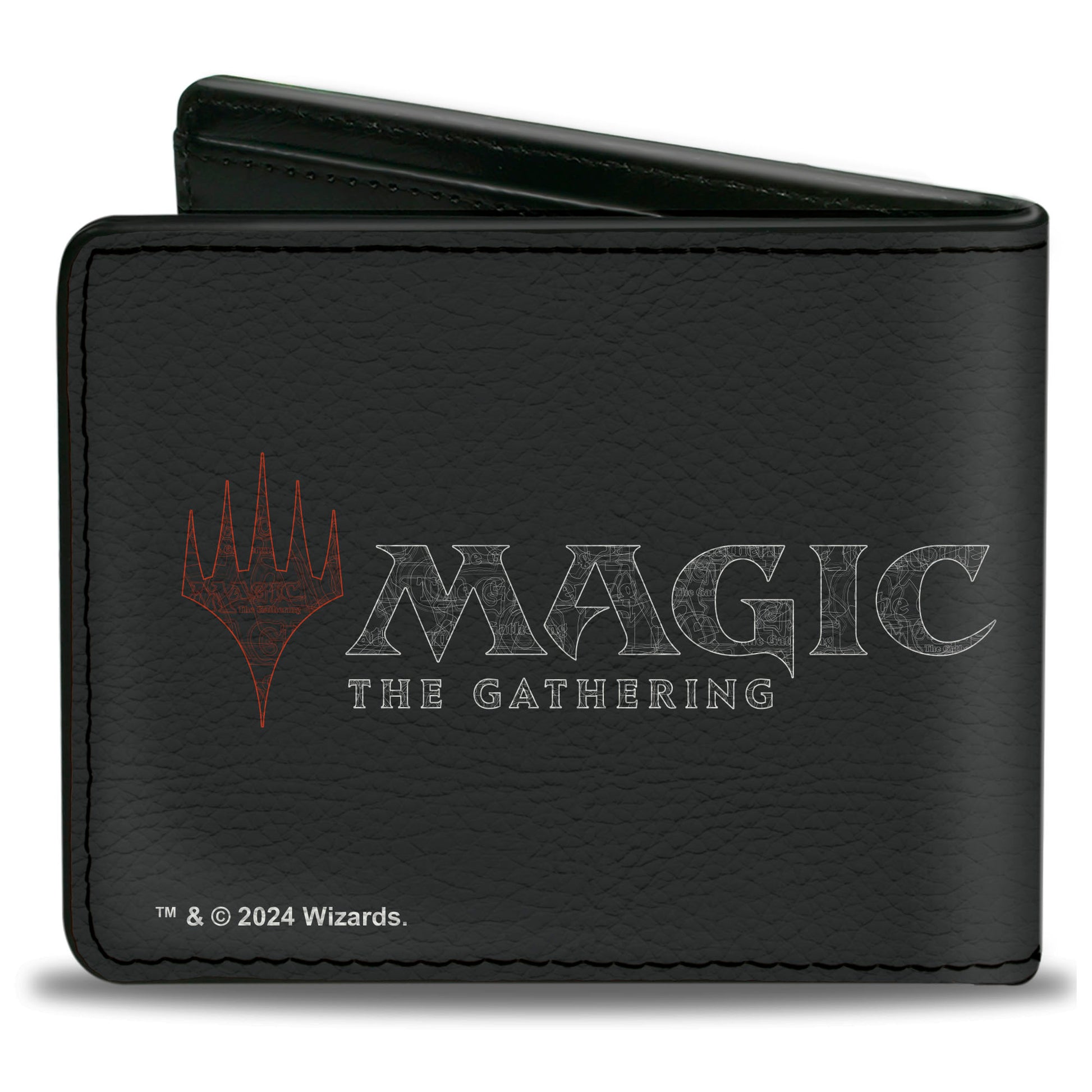 Bi-Fold Wallet - MAGIC THE GATHERING Black Mana Skull Icon and Title Logo Black/Grays Bi-Fold Wallets Magic the Gathering