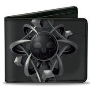 Bi-Fold Wallet - MAGIC THE GATHERING Black Mana Skull Icon and Title Logo Black/Grays Bi-Fold Wallets Magic the Gathering