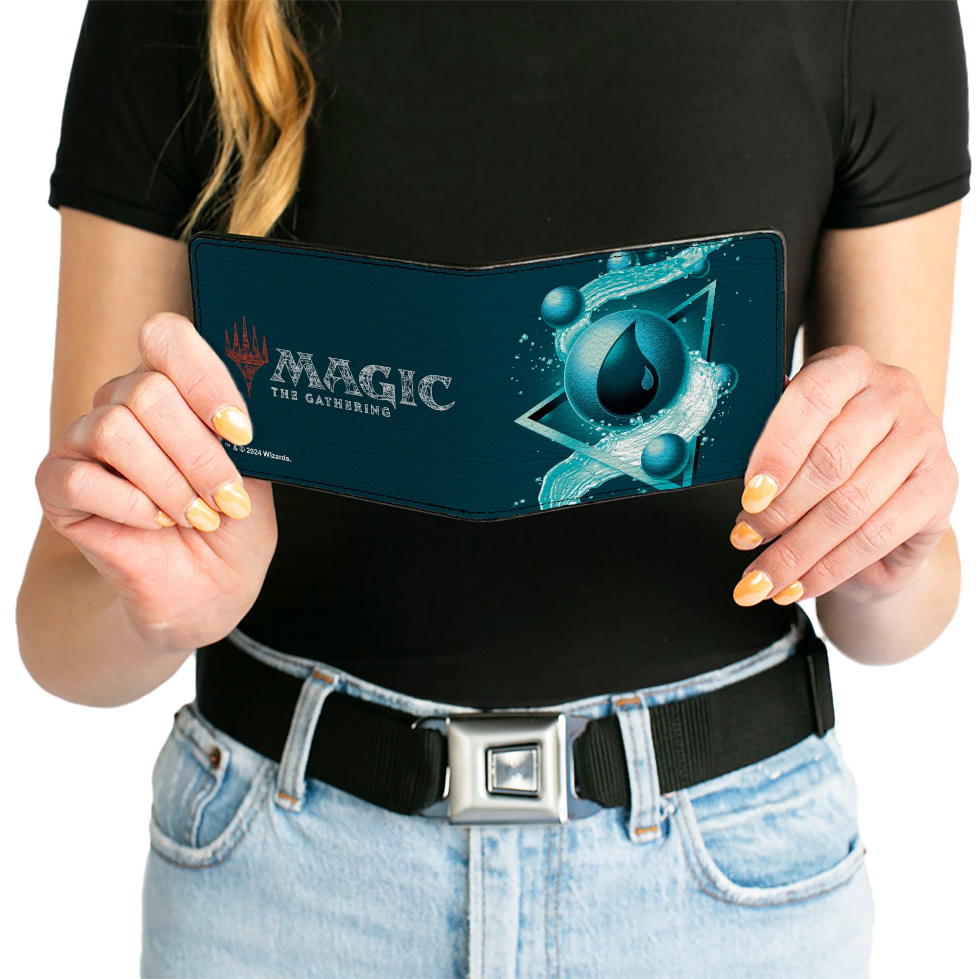 Bi-Fold Wallet - MAGIC THE GATHERING Blue Mana Icon and Title Logo Blues Bi-Fold Wallets Magic the Gathering