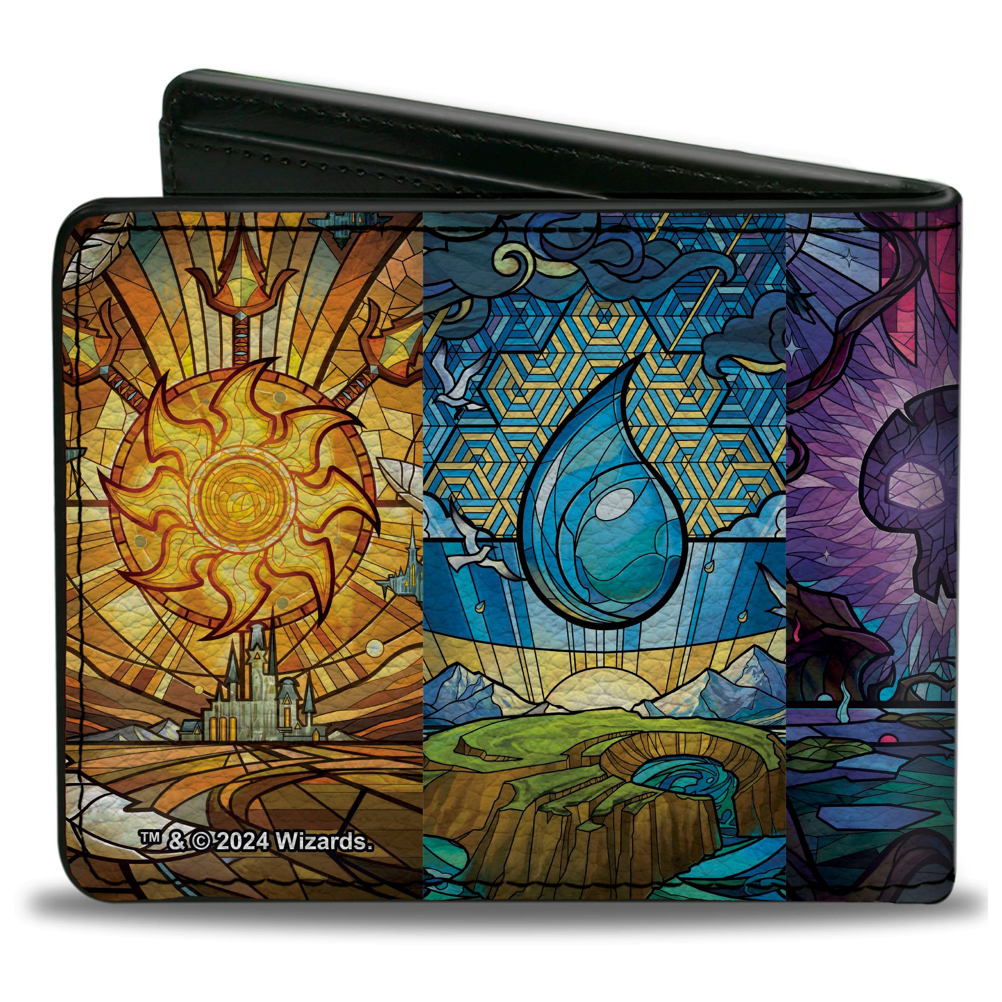 Bi-Fold Wallet - Magic the Gathering Stained Glass Mana Symbol Blocks Multi Color Bi-Fold Wallets Magic the Gathering