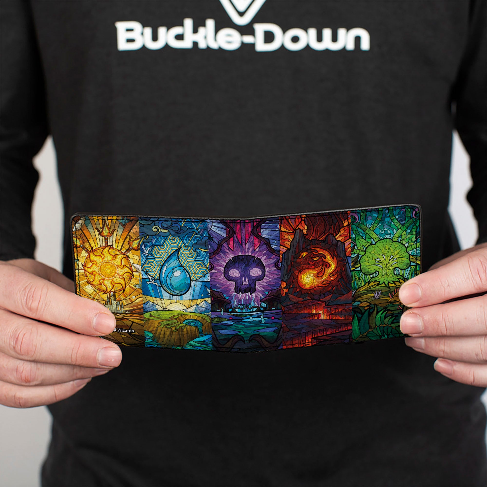 Bi-Fold Wallet - Magic the Gathering Stained Glass Mana Symbol Blocks Multi Color Bi-Fold Wallets Magic the Gathering