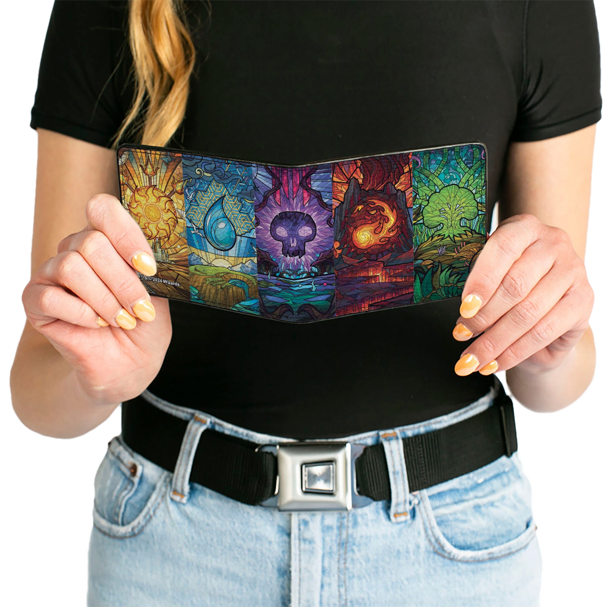 Bi-Fold Wallet - Magic the Gathering Stained Glass Mana Symbol Blocks Multi Color Bi-Fold Wallets Magic the Gathering