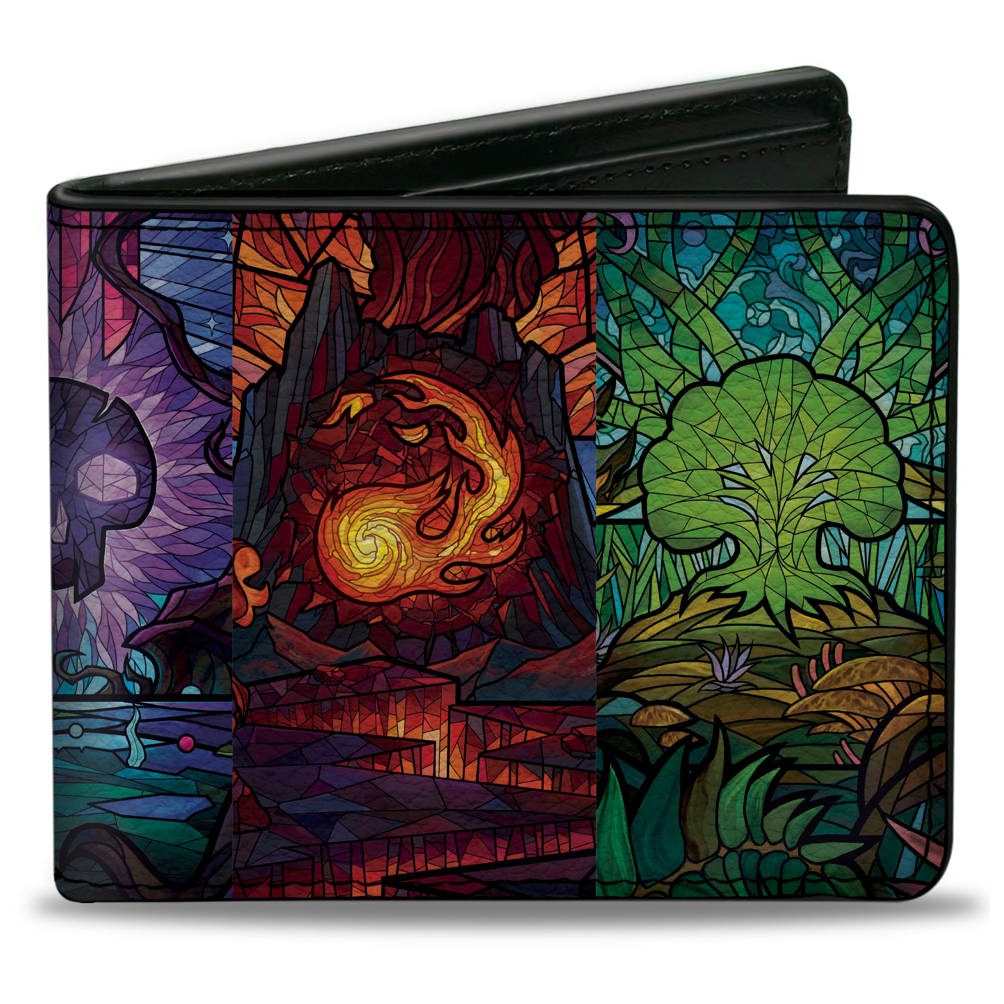 Bi-Fold Wallet - Magic the Gathering Stained Glass Mana Symbol Blocks Multi Color Bi-Fold Wallets Magic the Gathering