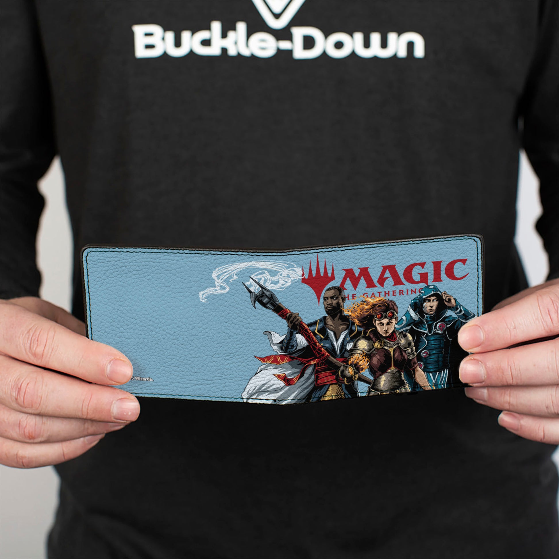 Bi-Fold Wallet - MAGIC THE GATHERING Three Planeswalker Group Pose and Title Logo Light Blue Bi-Fold Wallets Magic the Gathering
