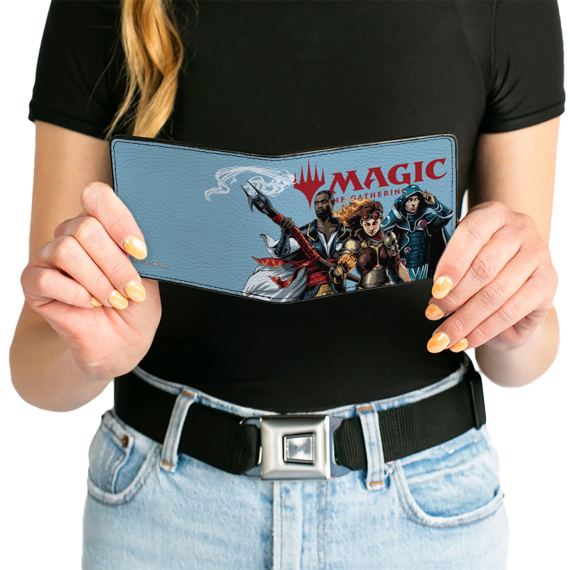Bi-Fold Wallet - MAGIC THE GATHERING Three Planeswalker Group Pose and Title Logo Light Blue Bi-Fold Wallets Magic the Gathering