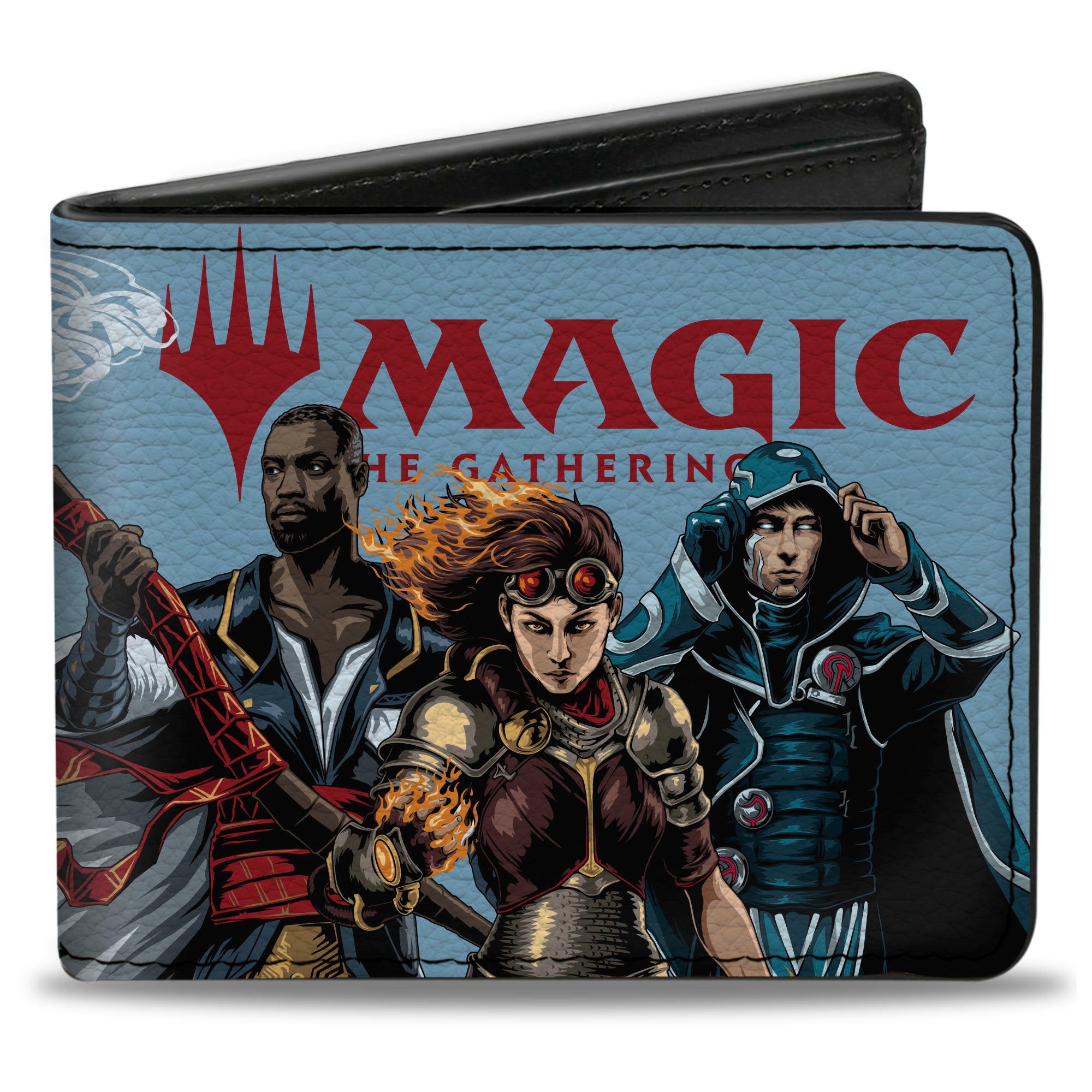 Bi-Fold Wallet - MAGIC THE GATHERING Three Planeswalker Group Pose and Title Logo Light Blue Bi-Fold Wallets Magic the Gathering