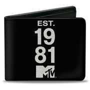 Bi-Fold Wallet - MTV EST. 1981 Text and Logo Black/White Bi-Fold Wallets MTV