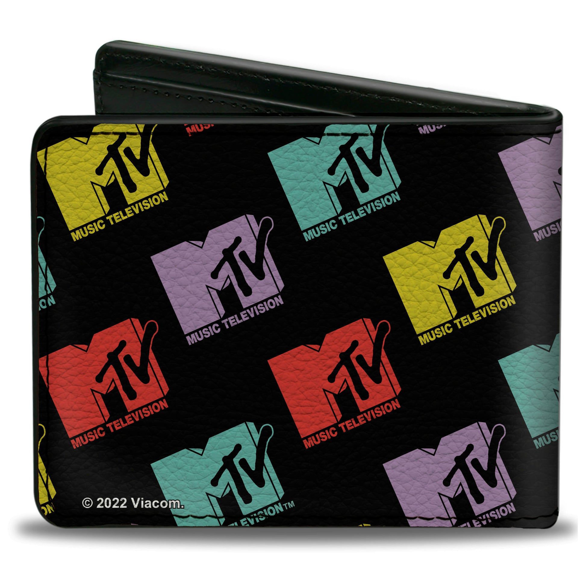 Bi-Fold Wallet - MTV Music Television Logo Monogram Black/Multi Color Bi-Fold Wallets MTV