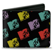Bi-Fold Wallet - MTV Music Television Logo Monogram Black/Multi Color Bi-Fold Wallets MTV