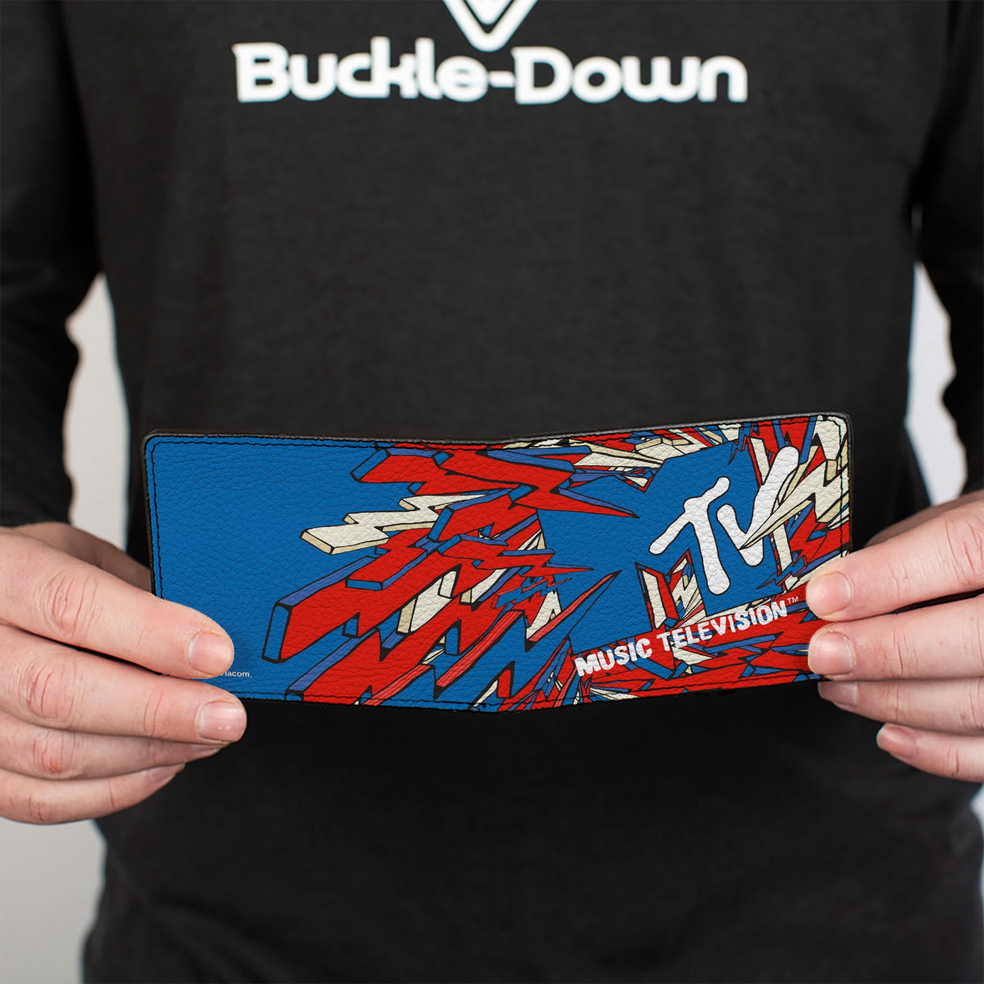 Bi-Fold Wallet - MTV Music Television Bolts Logo Blue/White/Red Bi-Fold Wallets MTV