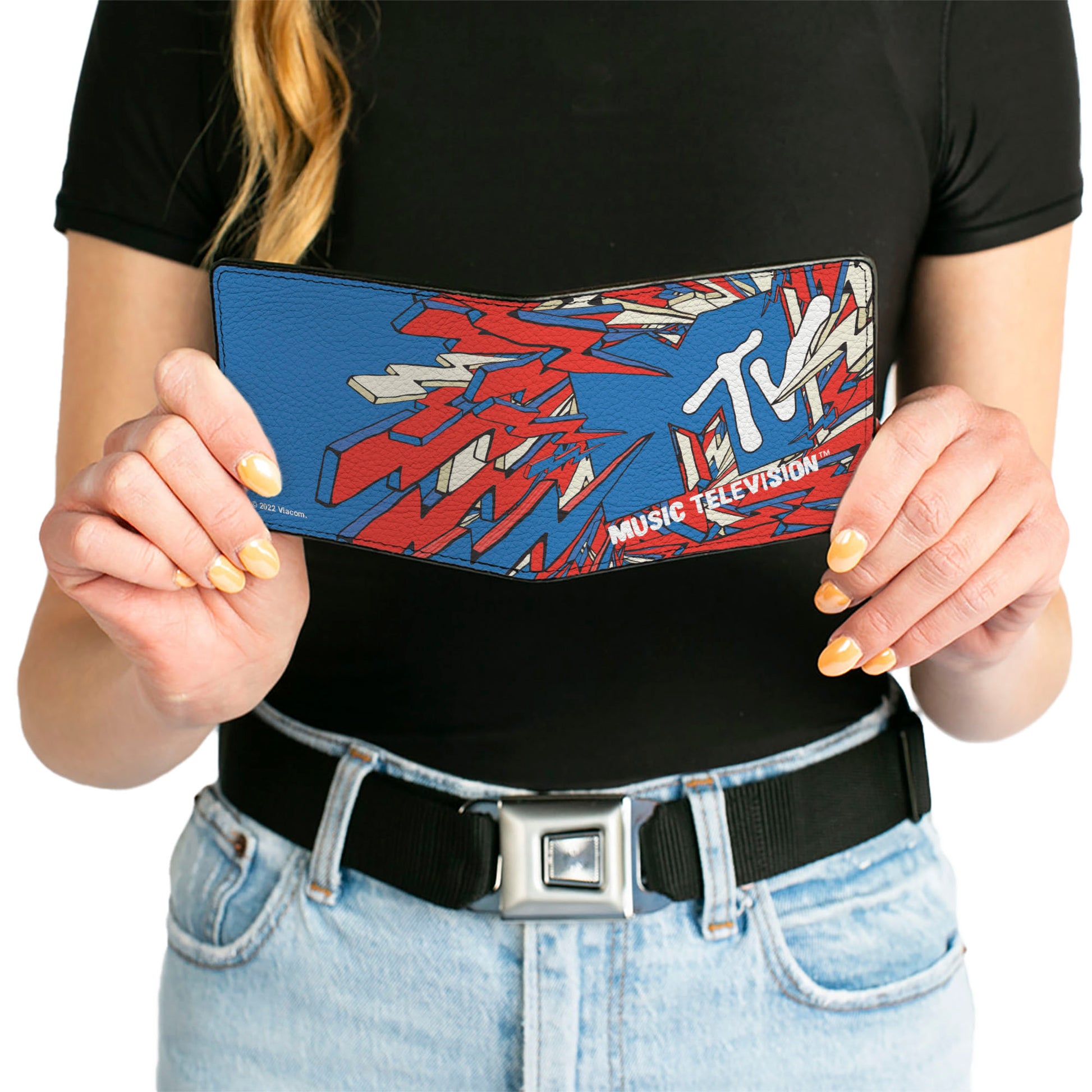 Bi-Fold Wallet - MTV Music Television Bolts Logo Blue/White/Red Bi-Fold Wallets MTV