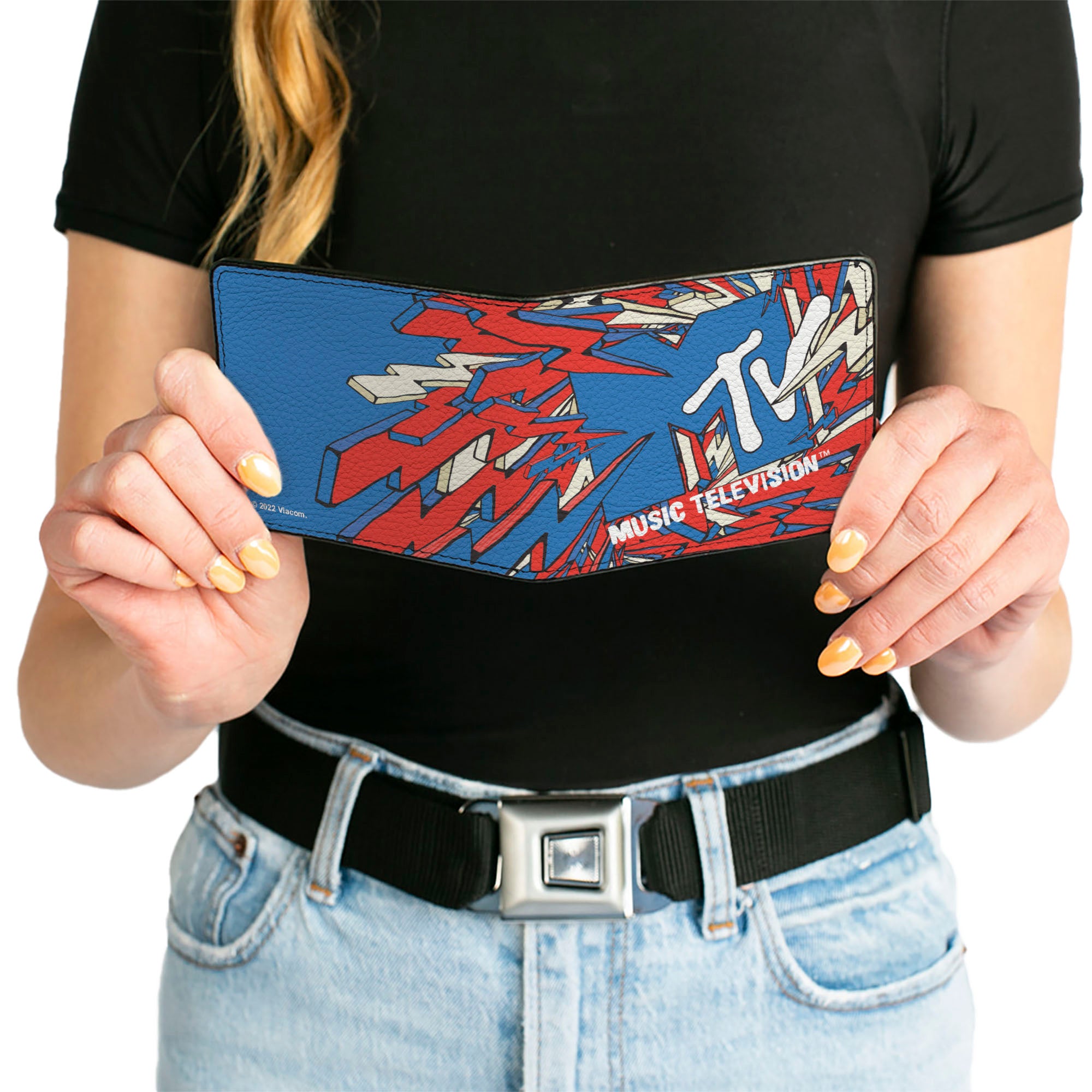 Bi-Fold Wallet - MTV Music Television Bolts Logo Blue/White/Red Bi-Fold Wallets MTV