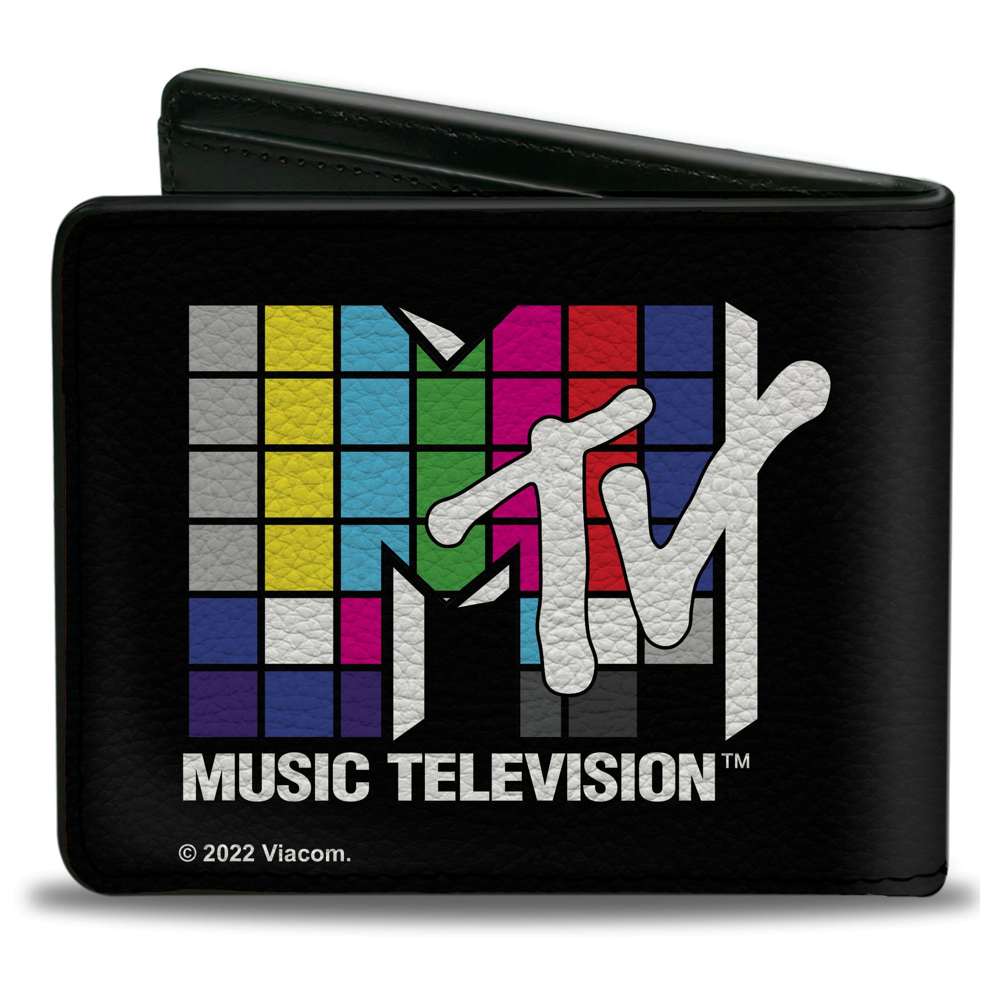 Bi-Fold Wallet - MTV Music Television Puzzle Cube Logo Black/Multi Color Bi-Fold Wallets MTV