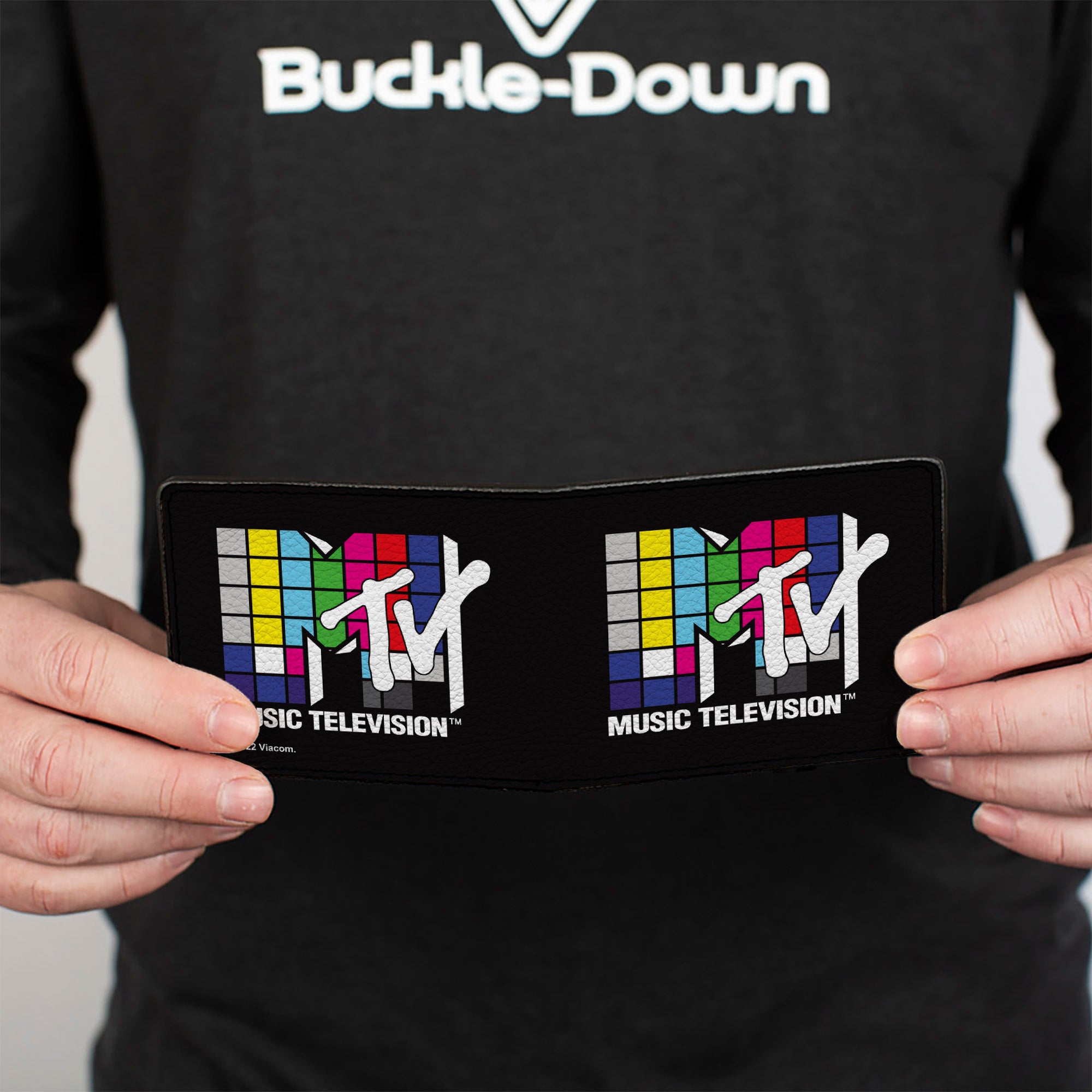 Bi-Fold Wallet - MTV Music Television Puzzle Cube Logo Black/Multi Color Bi-Fold Wallets MTV