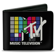 Bi-Fold Wallet - MTV Music Television Puzzle Cube Logo Black/Multi Color Bi-Fold Wallets MTV