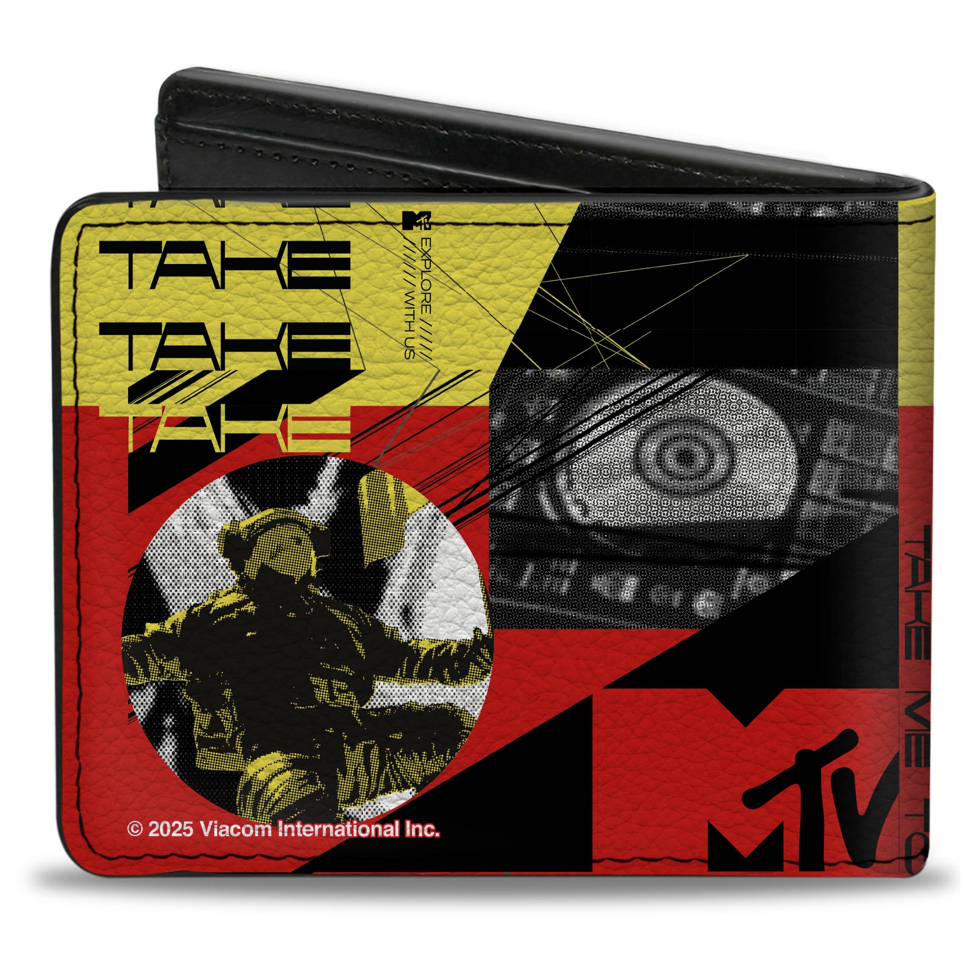 Bi-Fold Wallet - MTV Logo and Moon Man Collage Yellow/Blue/Red Bi-Fold Wallets MTV
