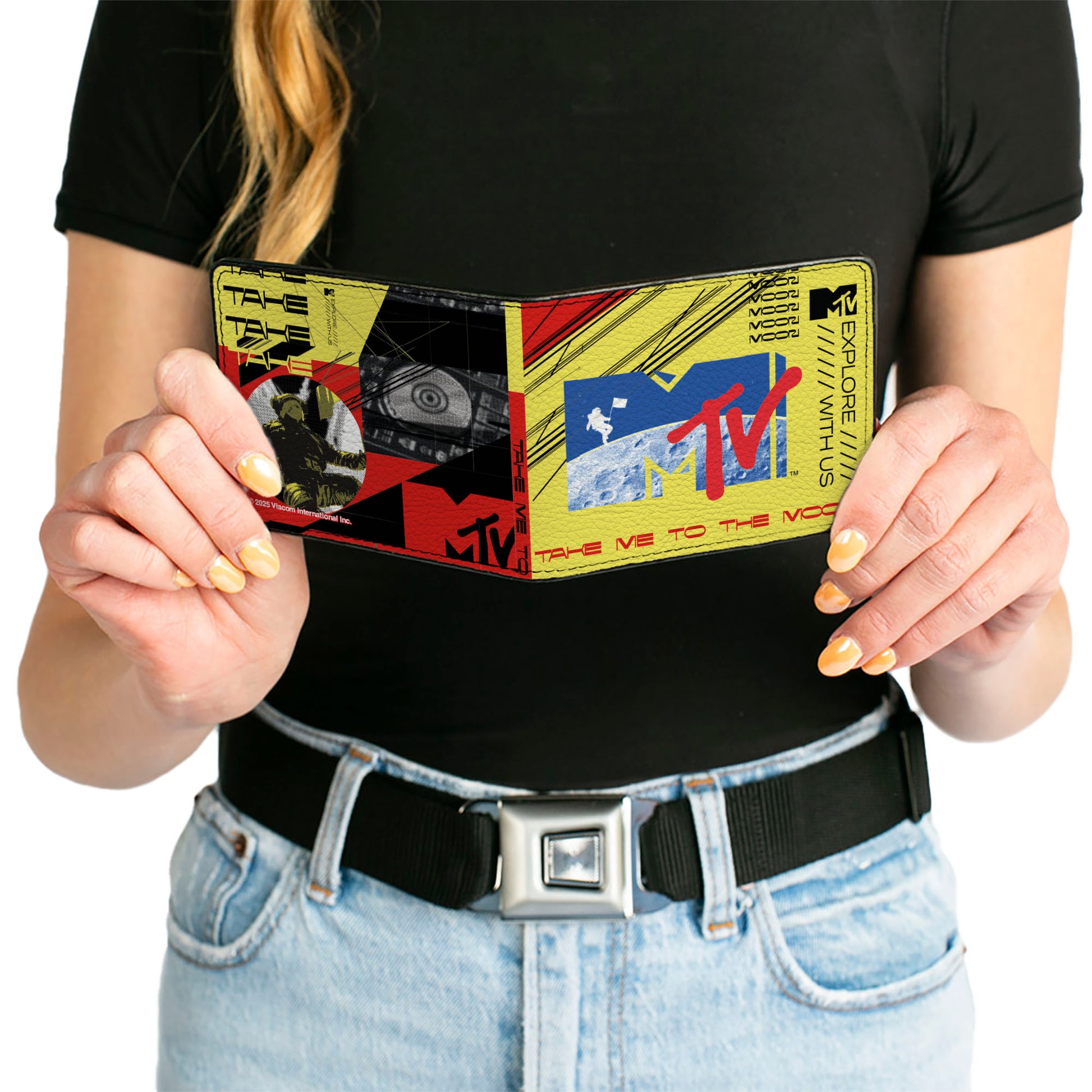 Bi-Fold Wallet - MTV Logo and Moon Man Collage Yellow/Blue/Red Bi-Fold Wallets MTV