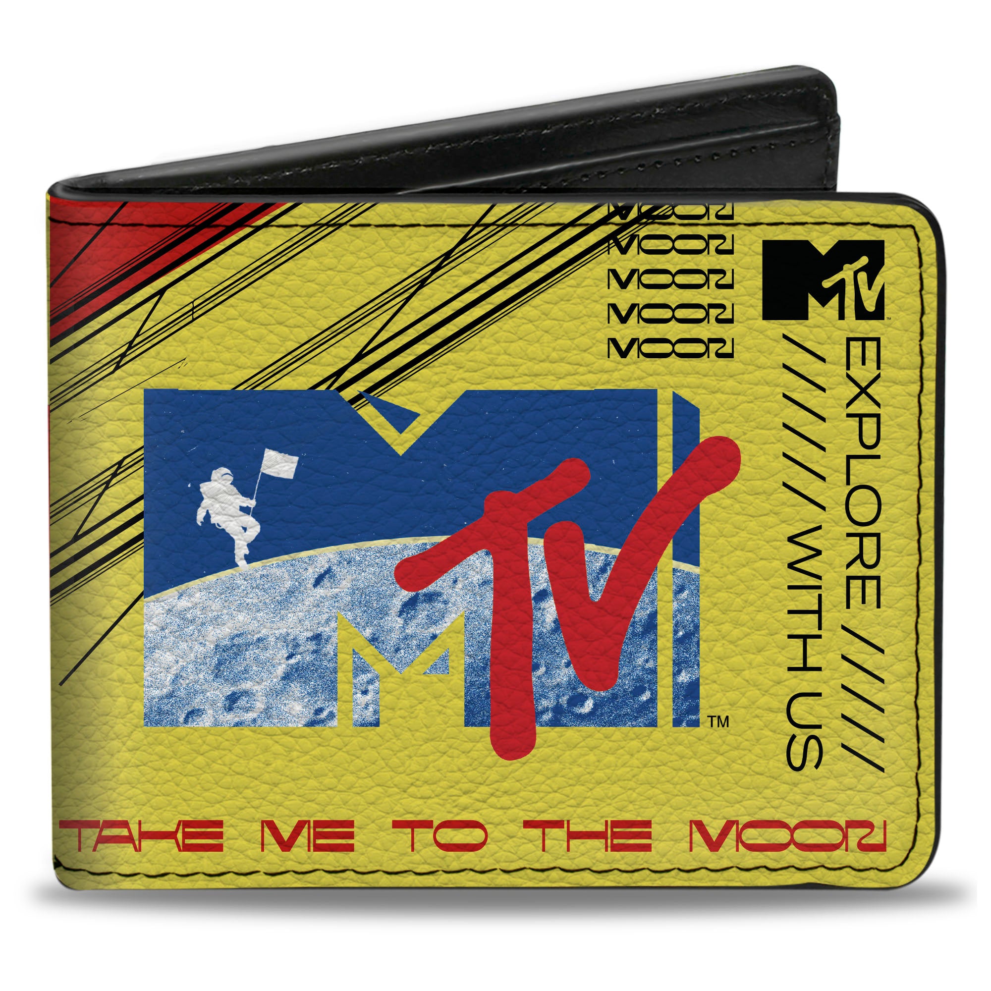 Bi-Fold Wallet - MTV Logo and Moon Man Collage Yellow/Blue/Red Bi-Fold Wallets MTV
