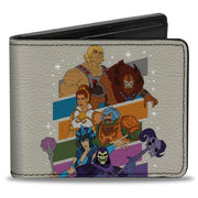 Bi-Fold Wallet - Masters of the Universe Character Stripe Poses White/Multi Color Bi-Fold Wallets Masters of the Universe