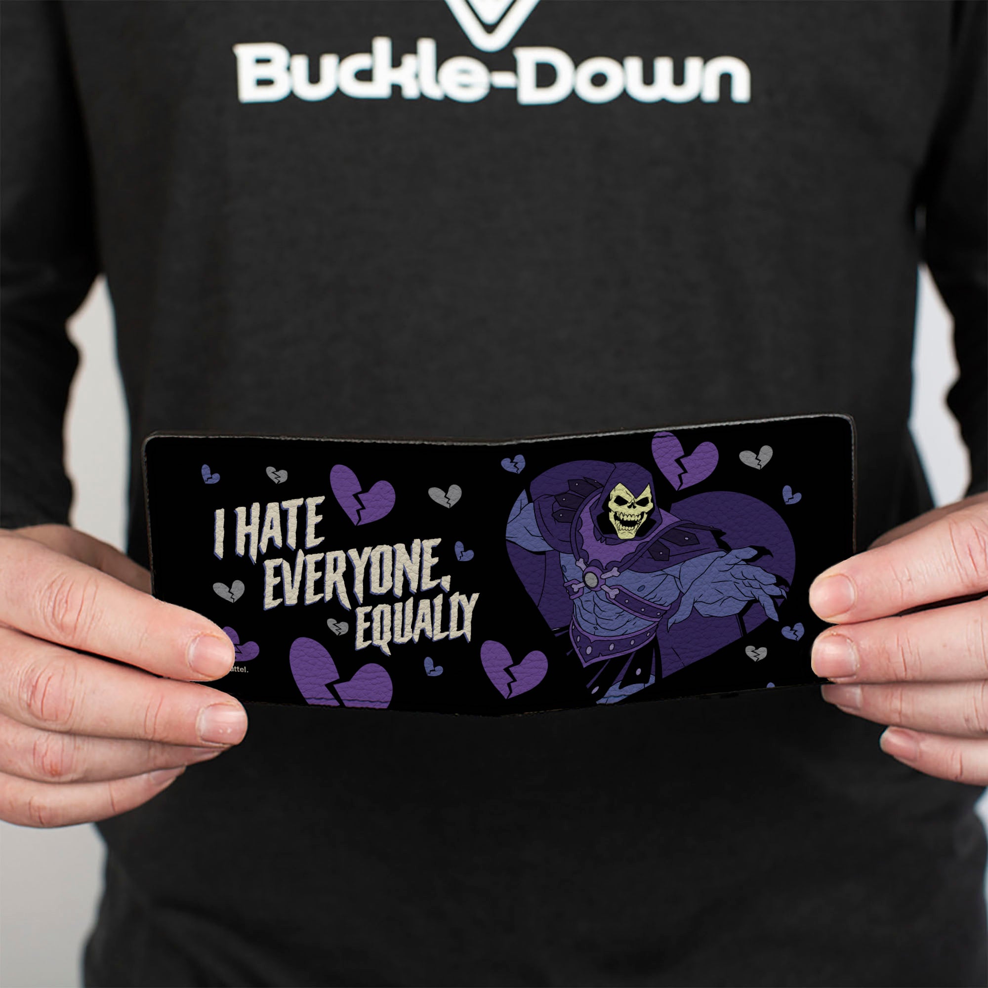 Bi-Fold Wallet - MOTU Skeletor I HATE EVERYONE EQUALLY Heart Pose Black/Blues Bi-Fold Wallets Masters of the Universe