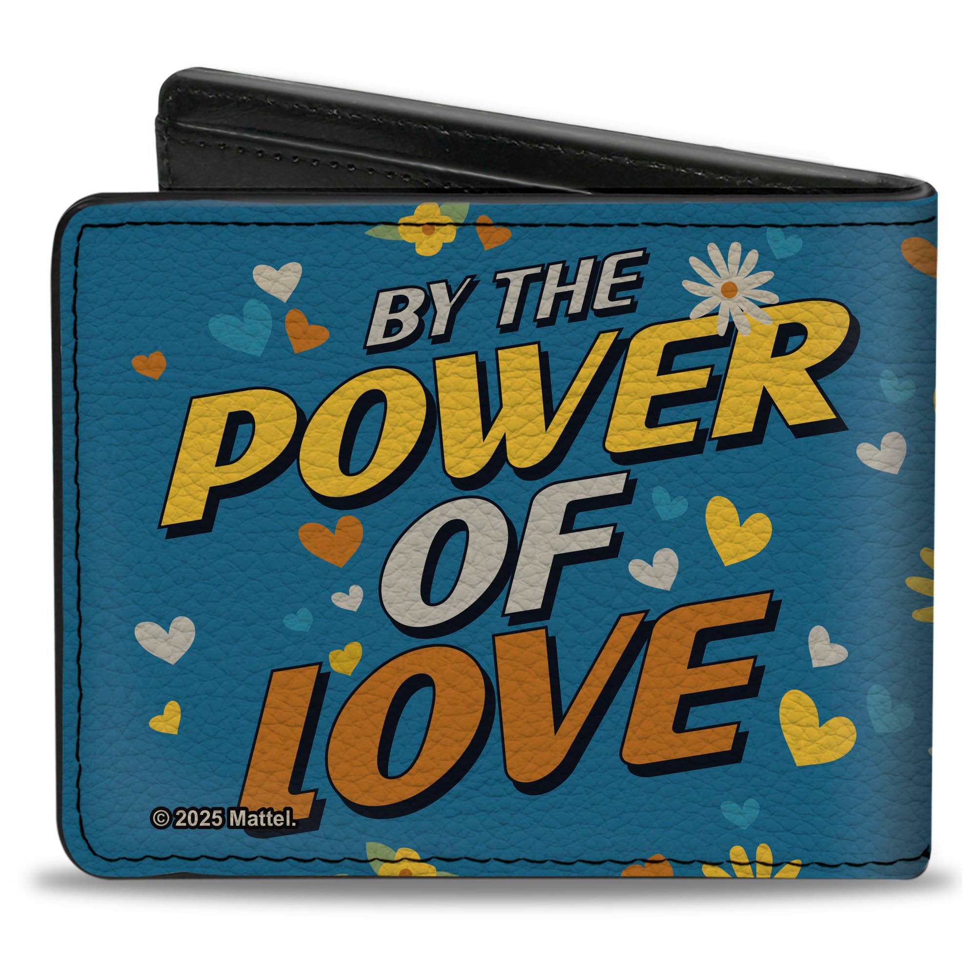 Bi-Fold Wallet - MOTU He-Man BY THE POWER OF LOVE Hearts and Flowers Pose Blues/Yellows Bi-Fold Wallets Masters of the Universe