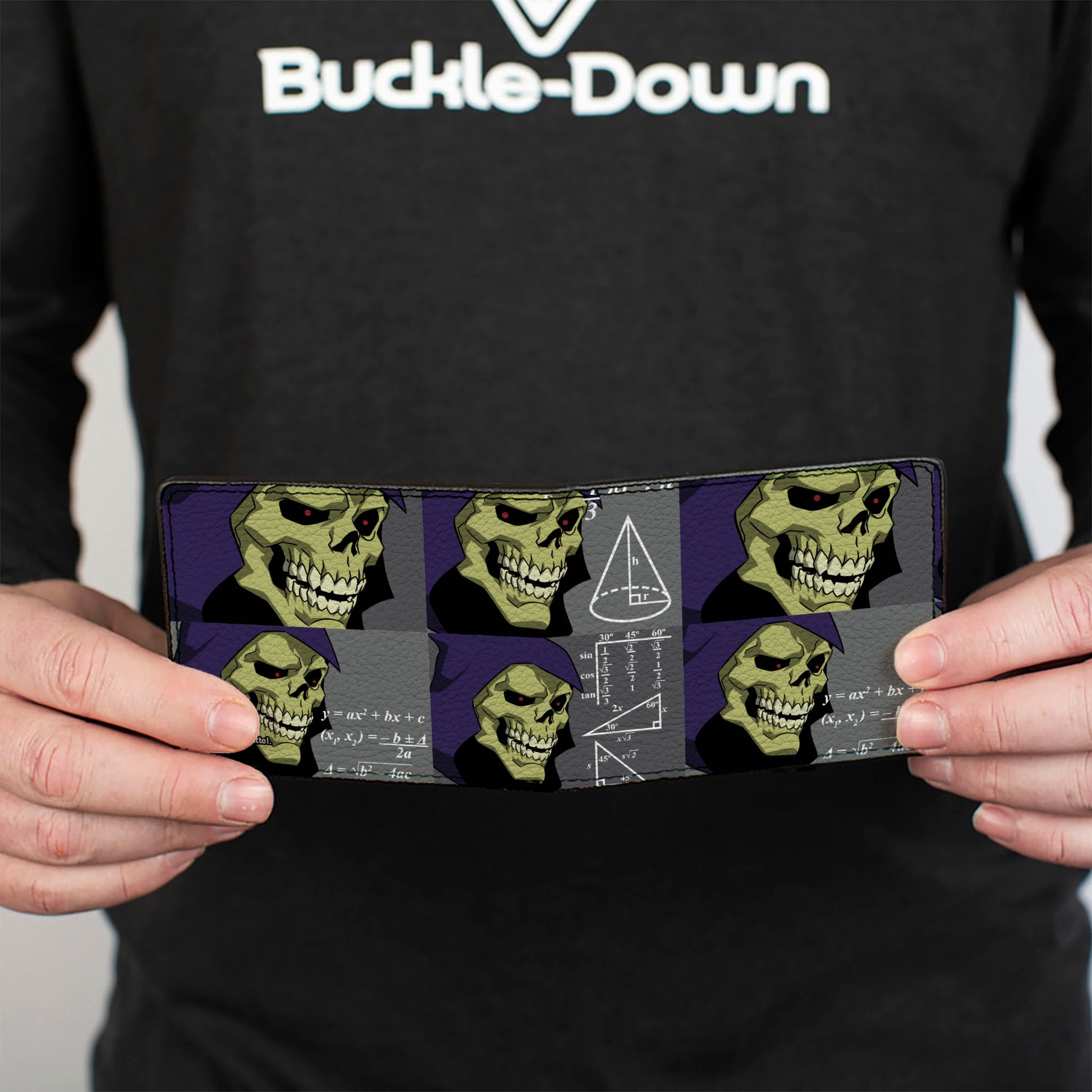 Bi-Fold Wallet - Masters of the Universe Skeletor Formula Pose Blocks Grays Bi-Fold Wallets Masters of the Universe