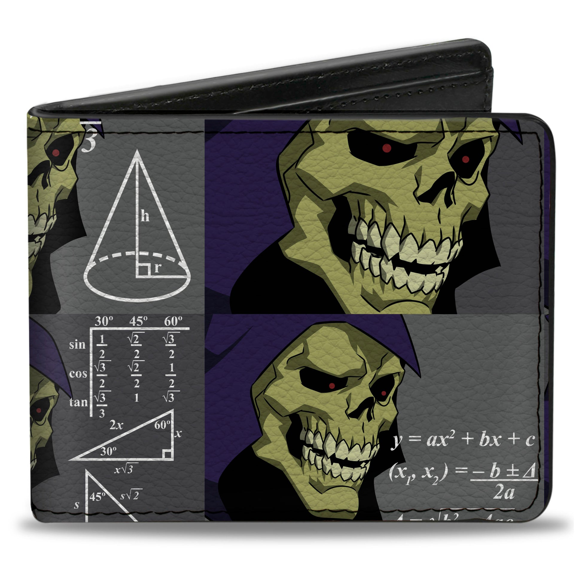buckle down Bi-Fold Wallet - Masters of the Universe Skeletor Formula Pose Blocks Grays