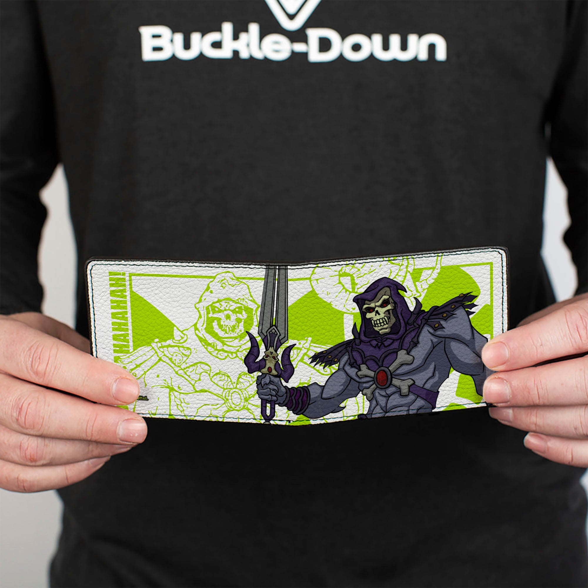 Bi-Fold Wallet - Masters of the Universe Skeletor Poses White/Lime Green Bi-Fold Wallets Masters of the Universe