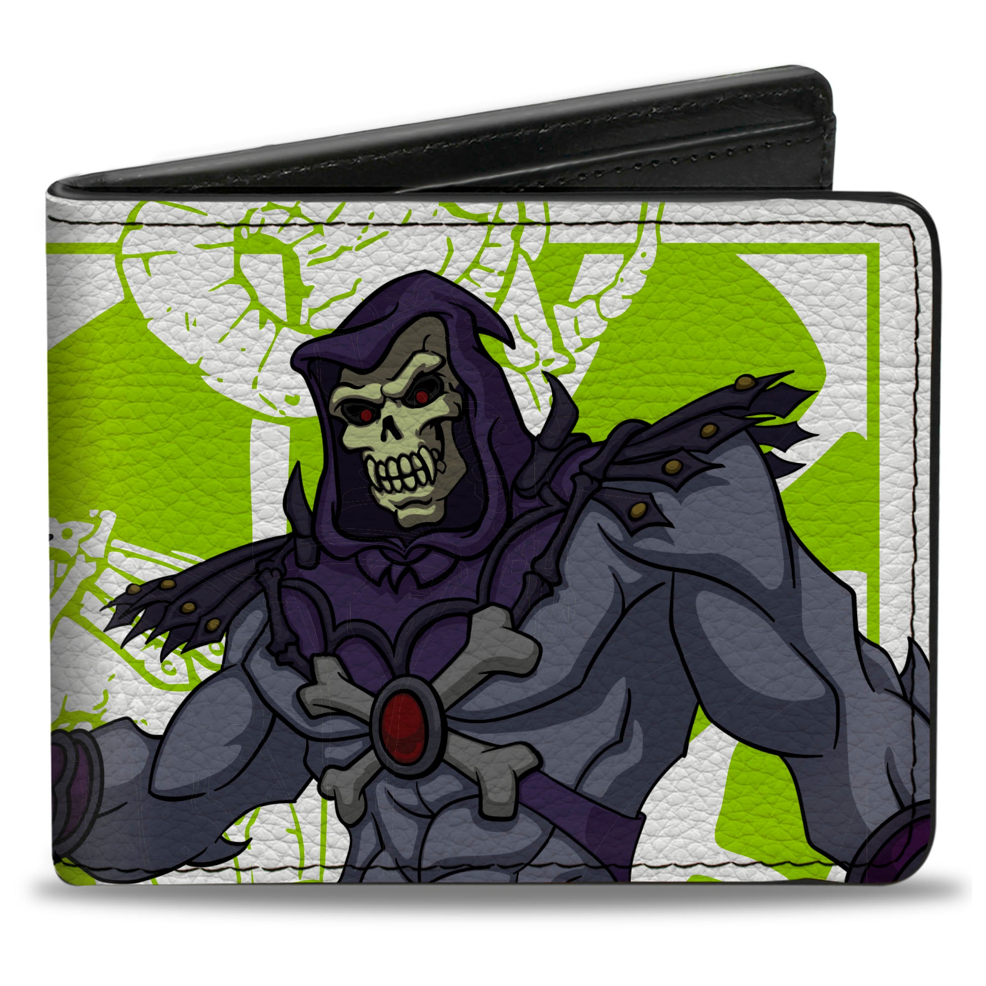 Bi-Fold Wallet - Masters of the Universe Skeletor Poses White/Lime Green Bi-Fold Wallets Masters of the Universe