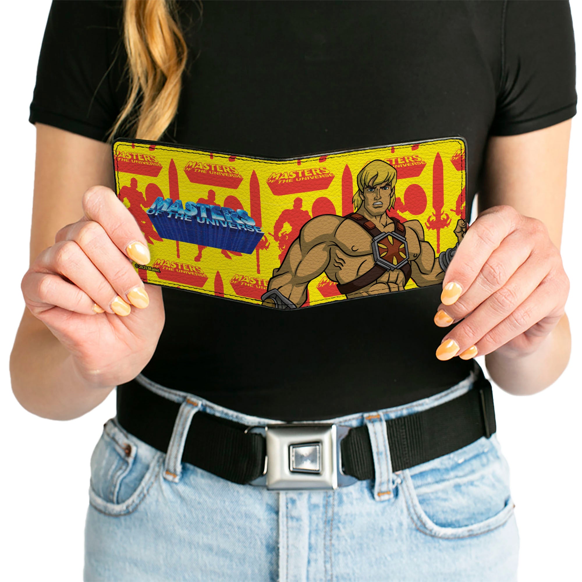 Bi-Fold Wallet - MASTERS OF THE UNIVERSE He-Man Pose and Title Logo Yellow/Red/Blues Bi-Fold Wallets Masters of the Universe