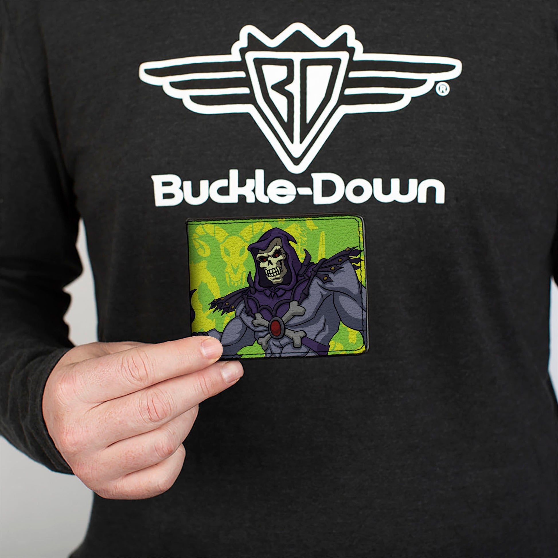 Bi-Fold Wallet - MASTERS OF THE UNIVERSE Skeletor Power Sword Pose Greens Bi-Fold Wallets Masters of the Universe