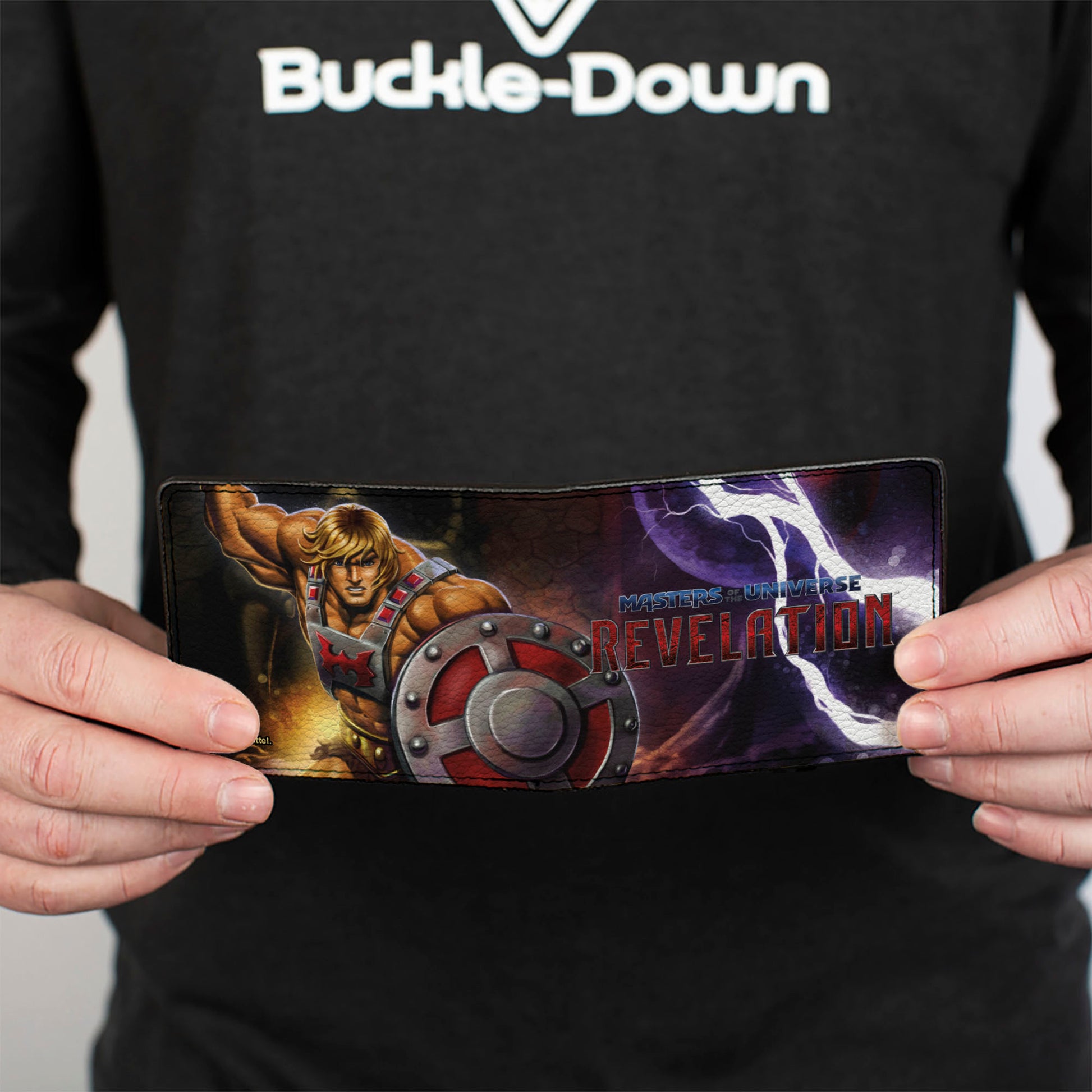 Bi-Fold Wallet - MASTERS OF THE UNIVERSE REVELATION He-Man Shield Pose and Title Logo Bi-Fold Wallets Masters of the Universe