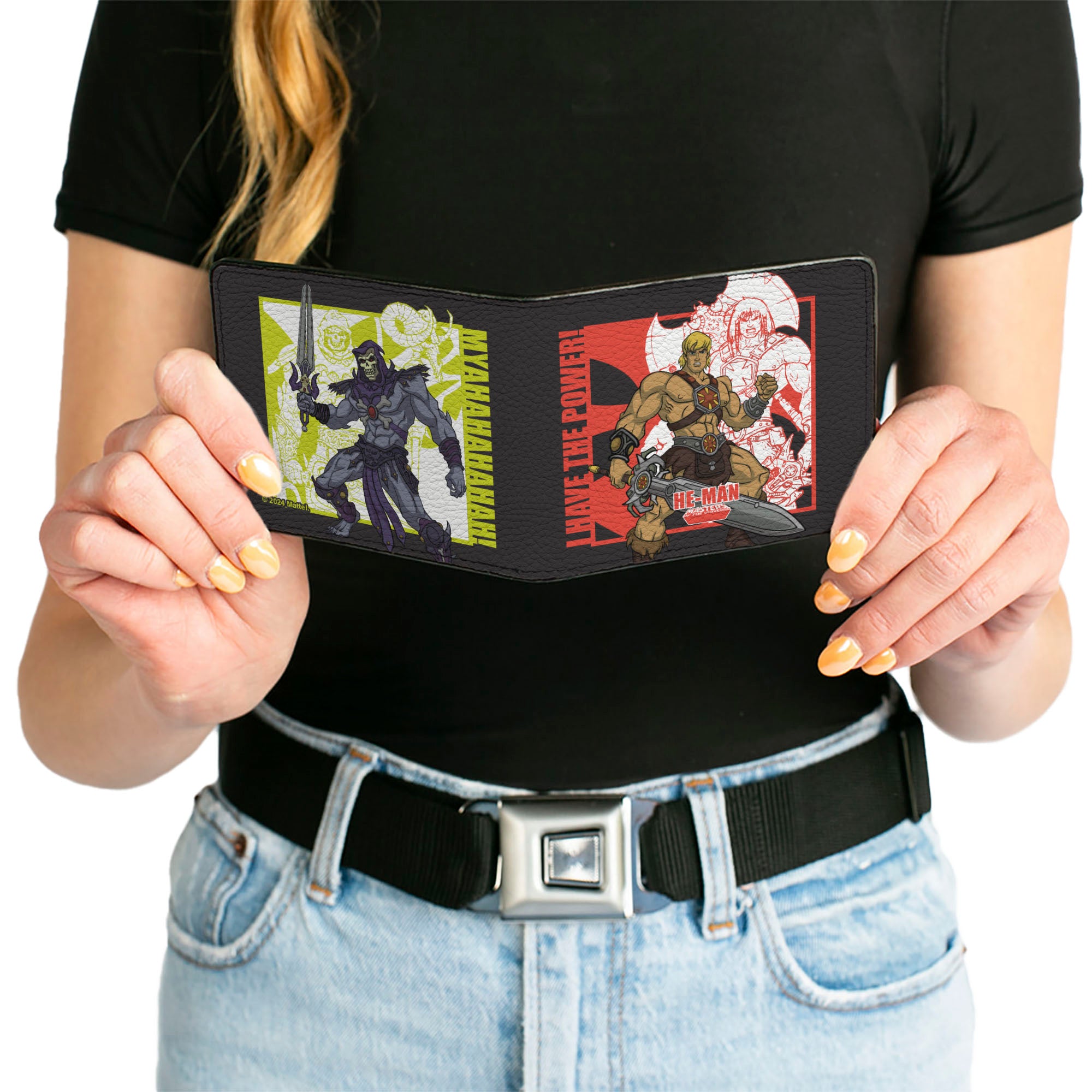 Bi-Fold Wallet - Masters of the Universe He-Man and Skeletor Pose and Quotes Black Bi-Fold Wallets Masters of the Universe