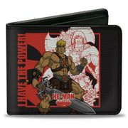 Bi-Fold Wallet - Masters of the Universe He-Man and Skeletor Pose and Quotes Black Bi-Fold Wallets Masters of the Universe