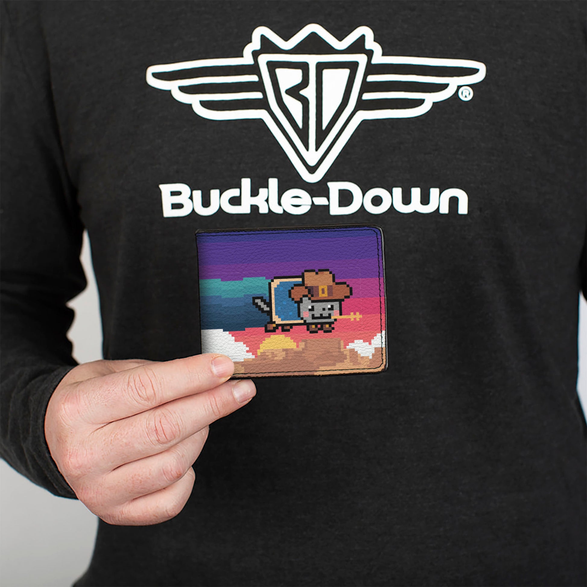 Bi-Fold Wallet - Cowboy Nyan Cat Flying Desert Pose Multi Color Bi-Fold Wallets Nyan Cat