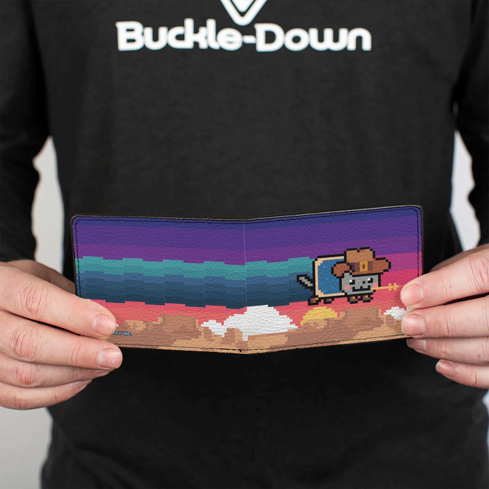 Bi-Fold Wallet - Cowboy Nyan Cat Flying Desert Pose Multi Color Bi-Fold Wallets Nyan Cat