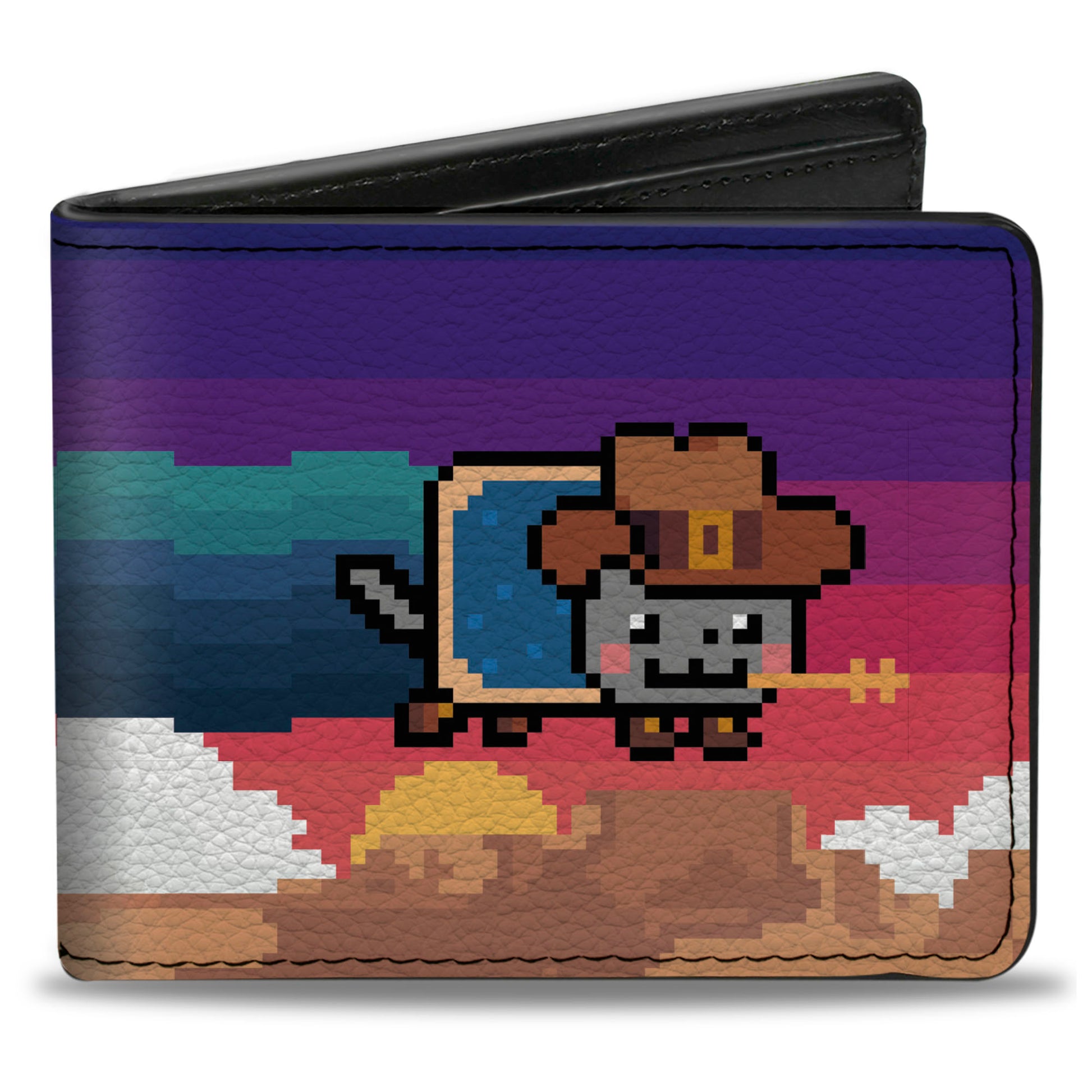 Bi-Fold Wallet - Cowboy Nyan Cat Flying Desert Pose Multi Color Bi-Fold Wallets Nyan Cat