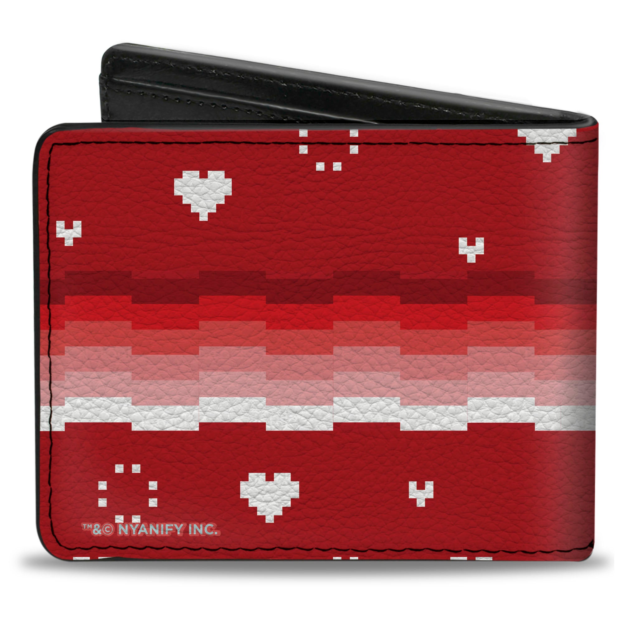 Bi-Fold Wallet - Lovely Valentine Nyan Cat Flying Pose Reds/White Bi-Fold Wallets Nyan Cat