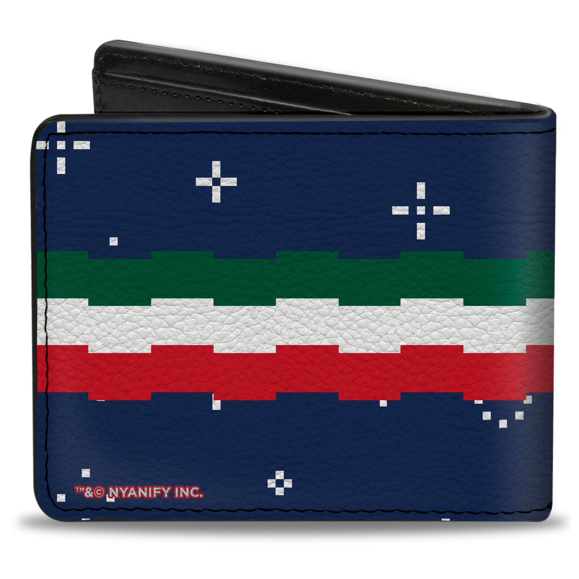 Bi-Fold Wallet - Mexican Taco Nyan Cat Flying Pose Blue/White Bi-Fold Wallets Nyan Cat