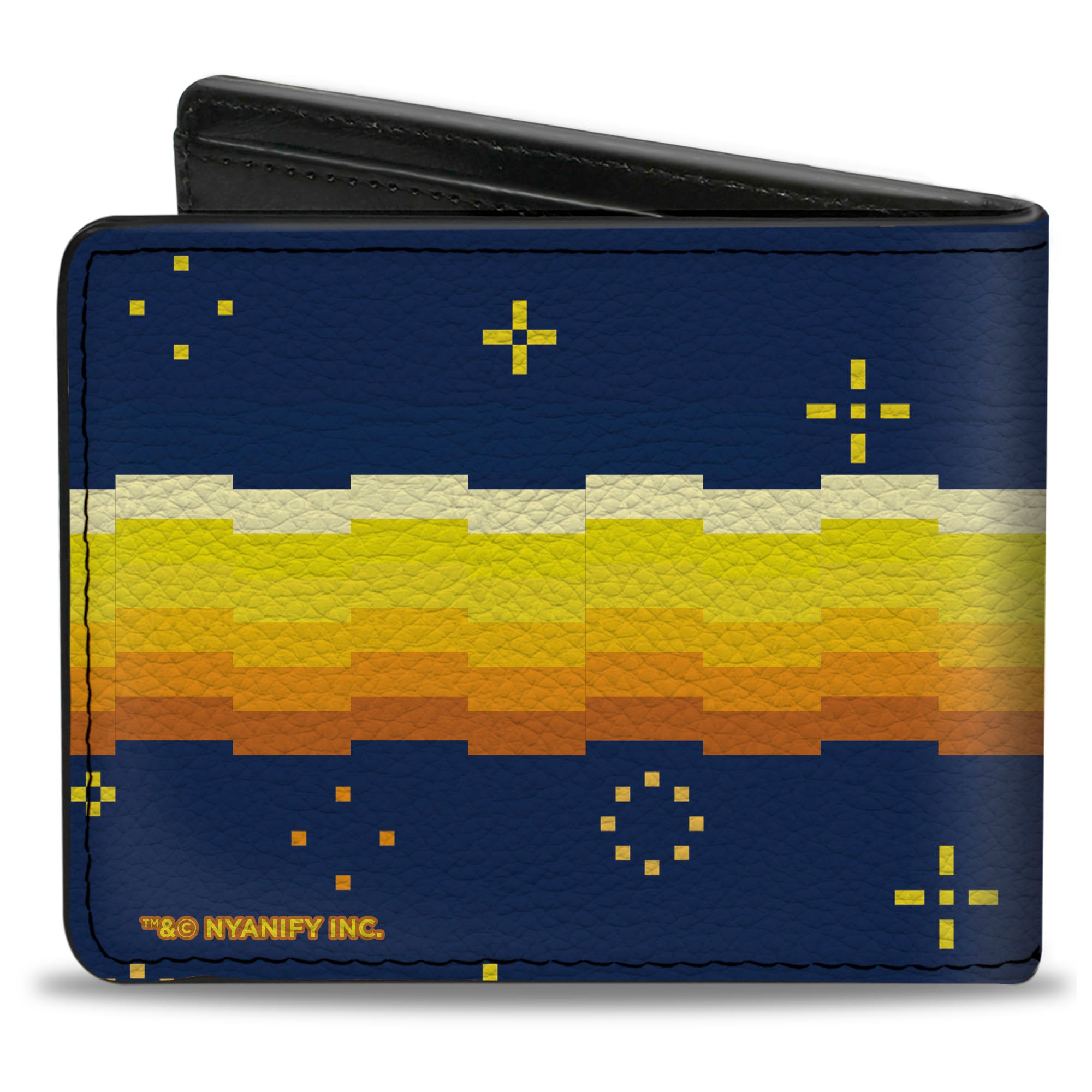 Bi-Fold Wallet - Shiny Golden Nyan Cat Flying Pose Blue/Yellow Bi-Fold Wallets Nyan Cat