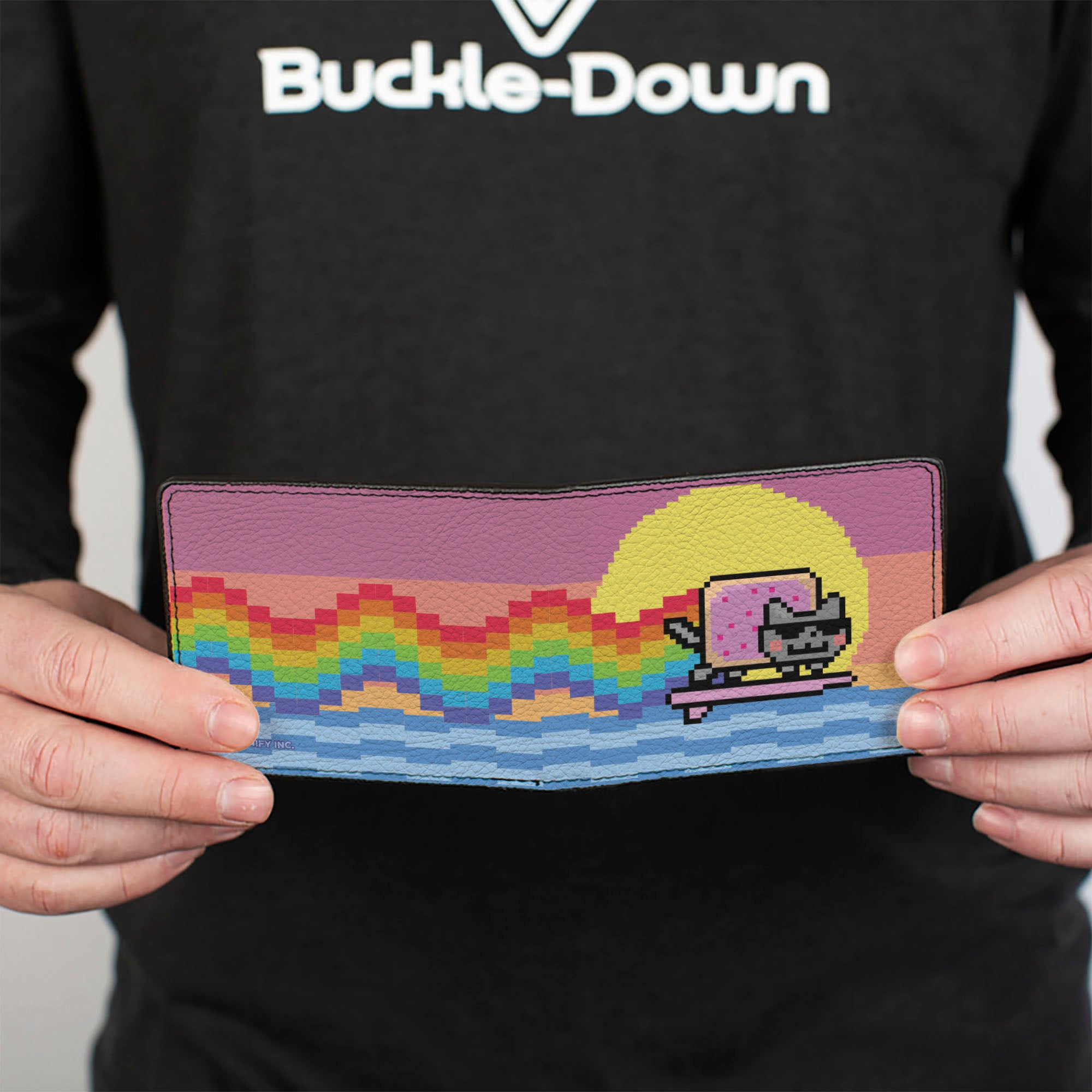 Bi-Fold Wallet - Surfing Nyan Cat Flying Pose Multi Color Bi-Fold Wallets Nyan Cat