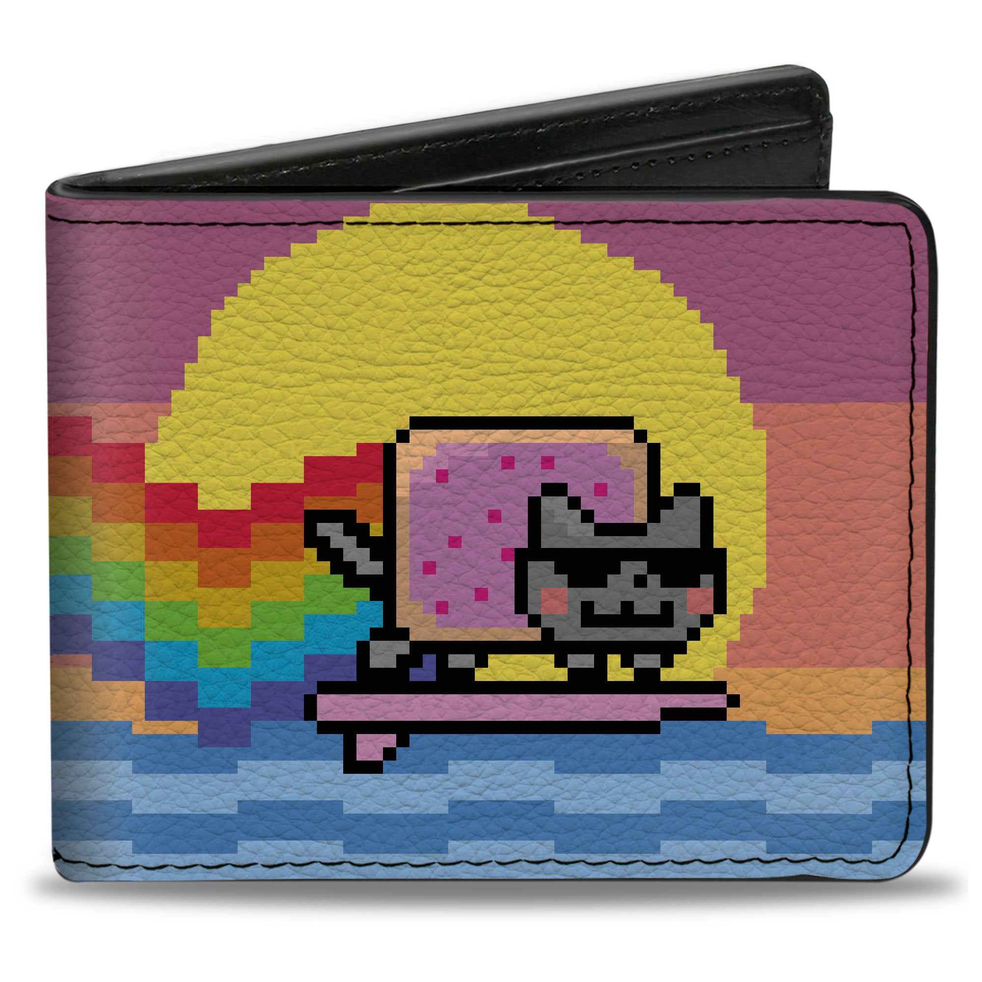 Bi-Fold Wallet - Surfing Nyan Cat Flying Pose Multi Color Bi-Fold Wallets Nyan Cat