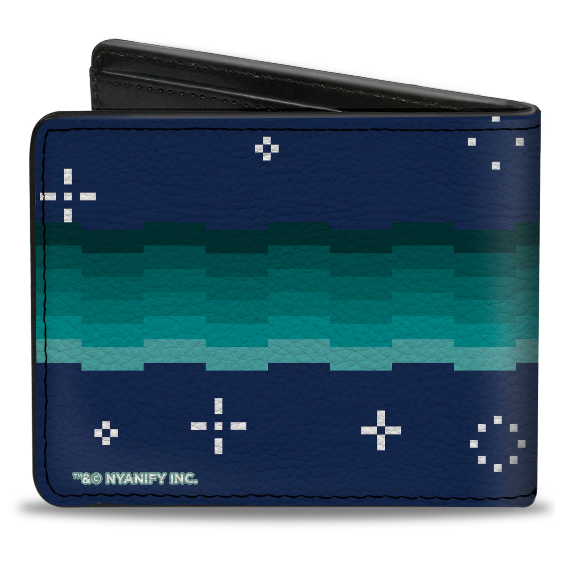 Bi-Fold Wallet - Retro Gaming Boy Nyan Cat Flying Pose Blue/White Bi-Fold Wallets Nyan Cat
