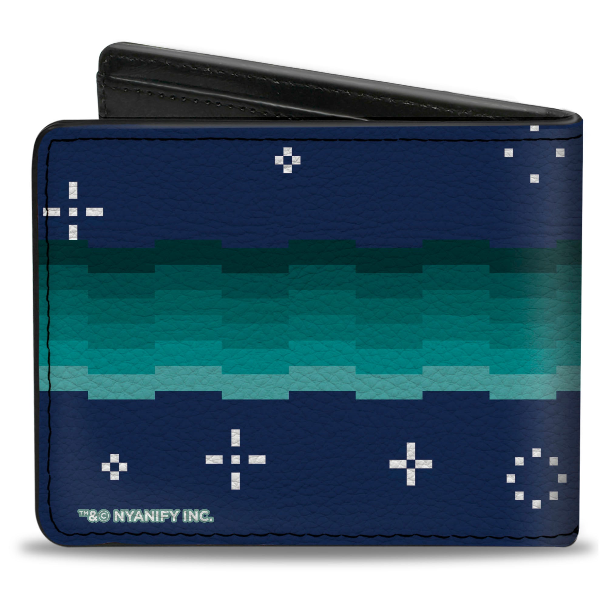 Bi-Fold Wallet - Retro Gaming Boy Nyan Cat Flying Pose Blue/White Bi-Fold Wallets Nyan Cat