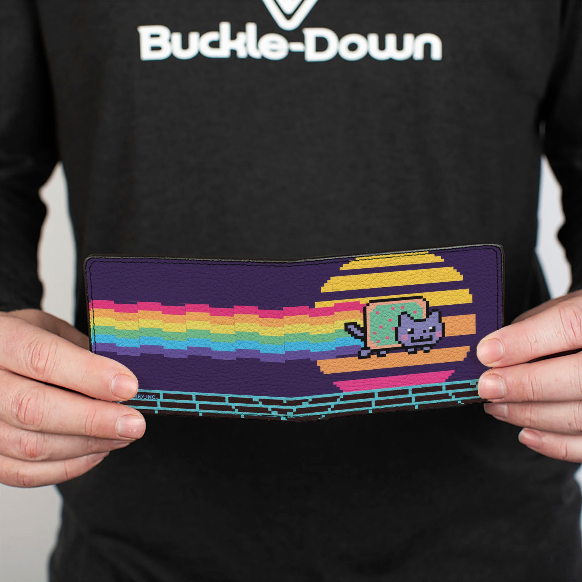 Bi-Fold Wallet - Vapor Wave Synth Nyan Cat Flying Pose Multi Color Bi-Fold Wallets Nyan Cat