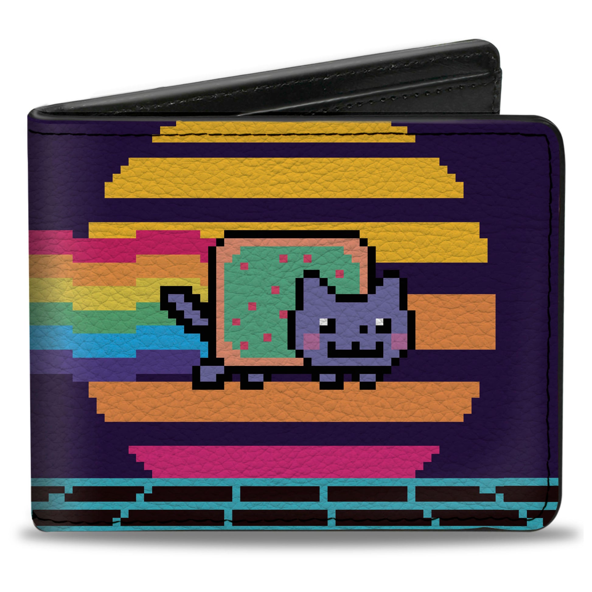 Bi-Fold Wallet - Vapor Wave Synth Nyan Cat Flying Pose Multi Color Bi-Fold Wallets Nyan Cat