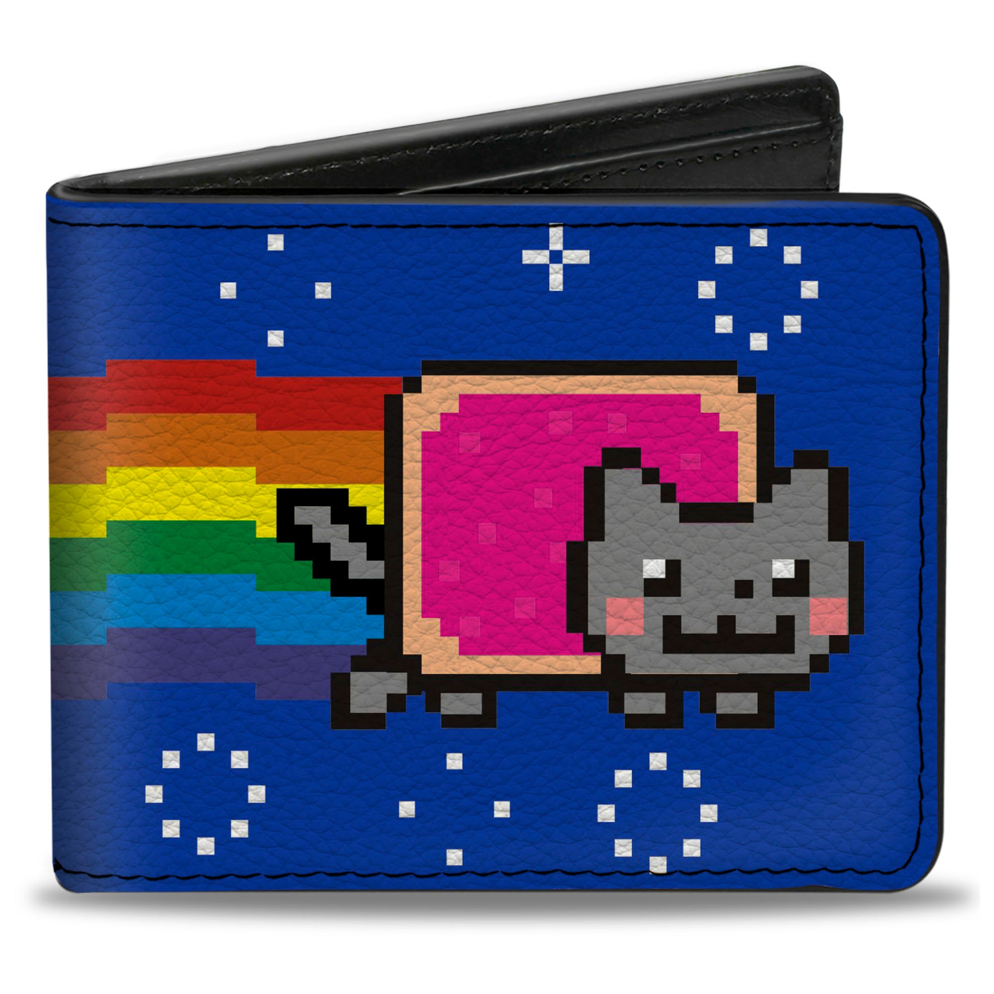 Bi-Fold Wallet - Nyan Cat Face CLOSE-UP Blue