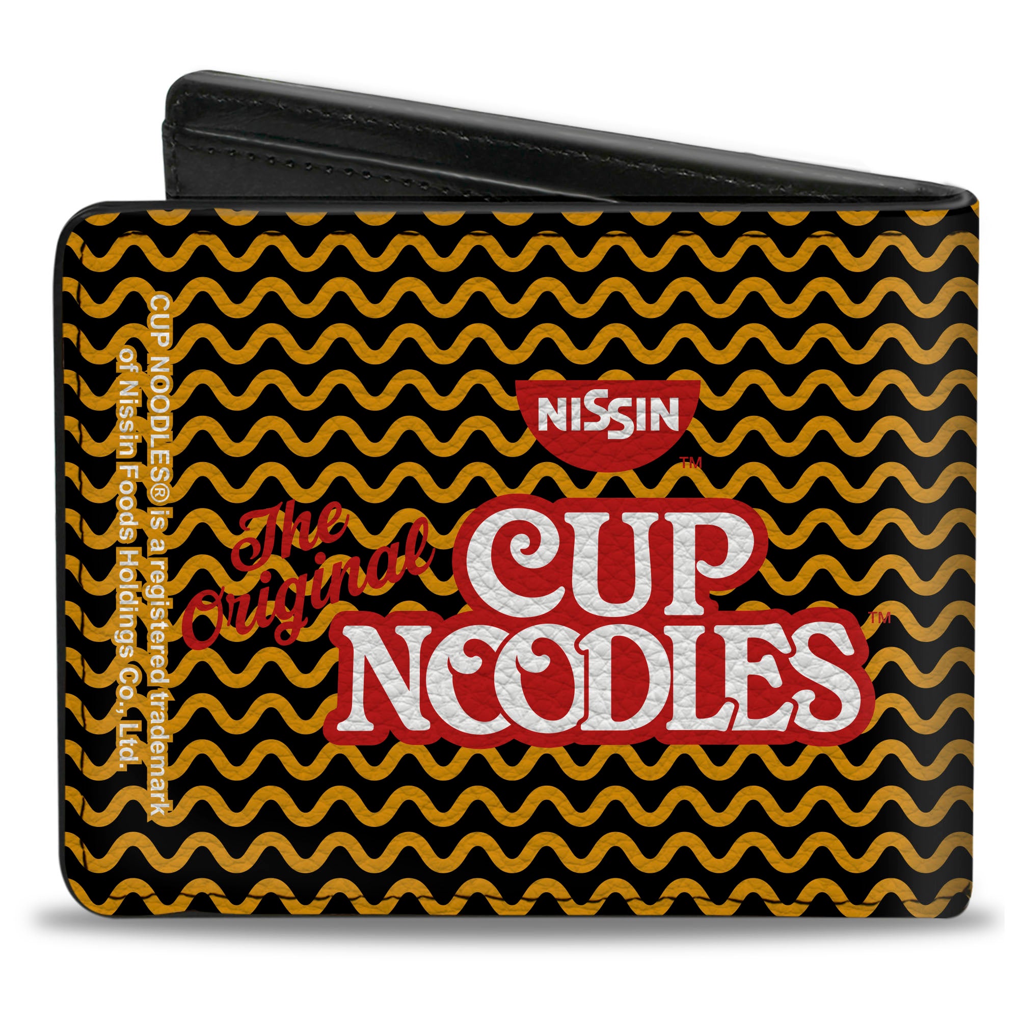 Bi-Fold Wallet - THE ORIGINAL CUP NOODLES Logo Noodle Wave White Orange Red Bi-Fold Wallets Nissin