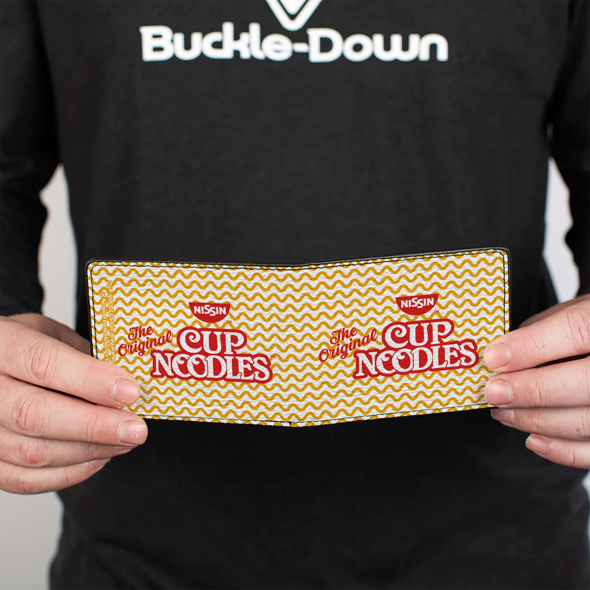 Bi-Fold Wallet - THE ORIGINAL CUP NOODLES Logo Noodle Wave White Orange Red Bi-Fold Wallets Nissin